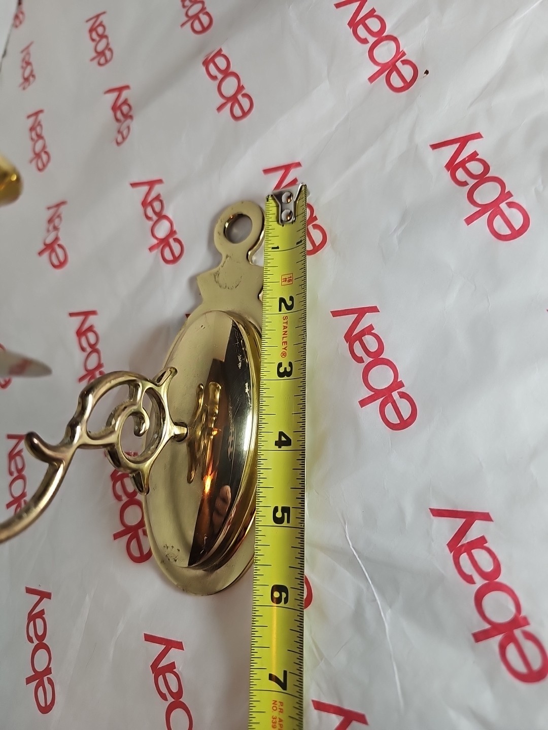 Vtg EB Baldwin Brass Candlestick Holder Wall Sconce One Arm Candelabra
