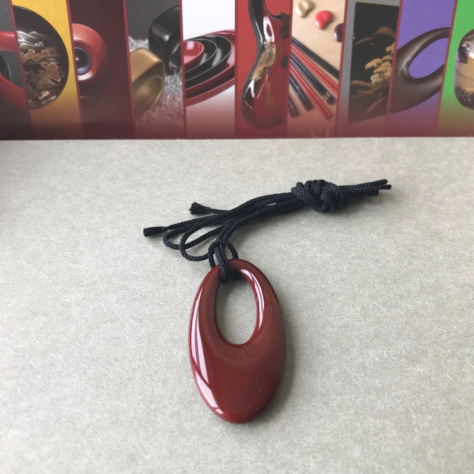 Wajima Lacquerware Drop wood Pendant Necklace Artisan Handcrafted in Japan