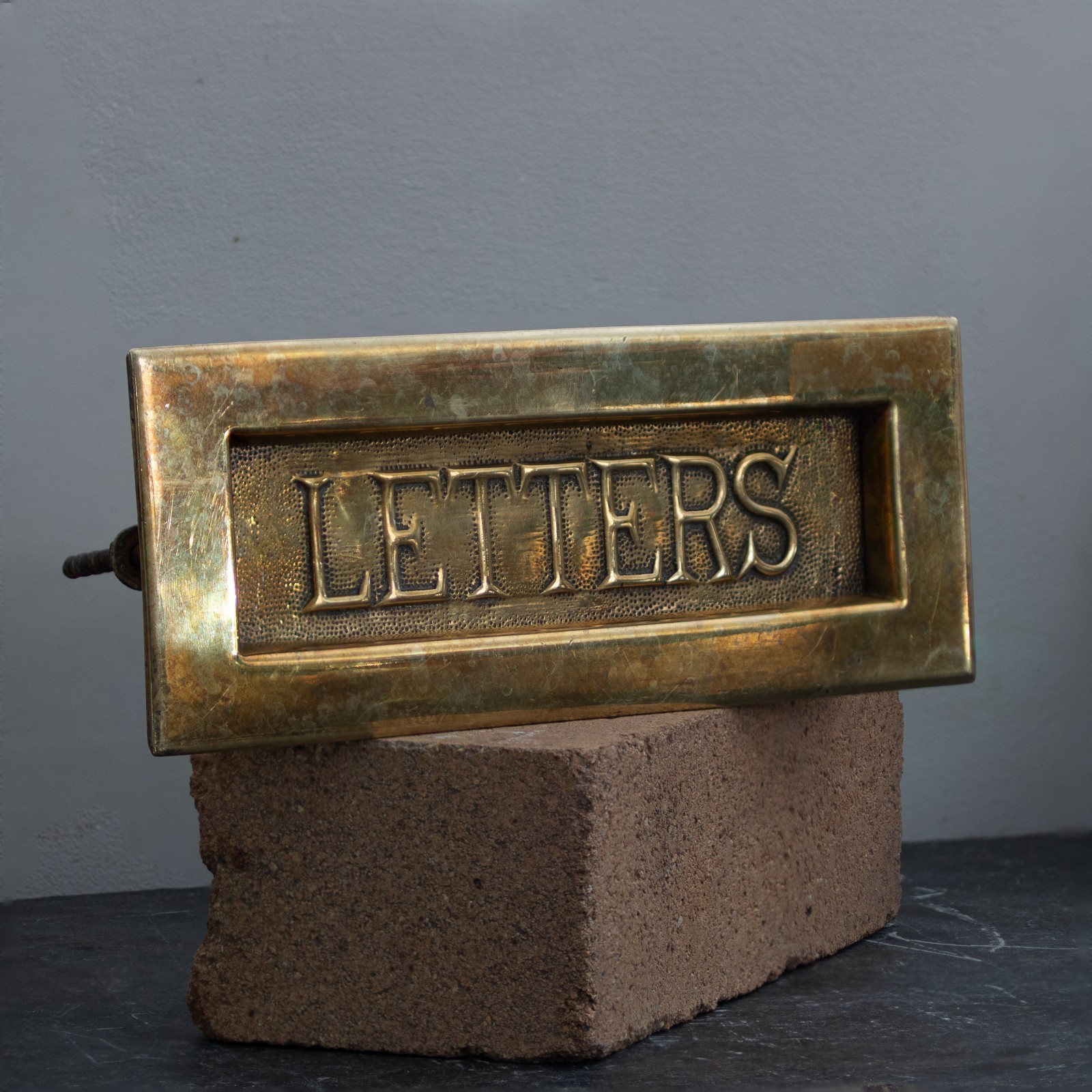 Large Brass Letter Box, Late 19th Century, new spring, ready to fit