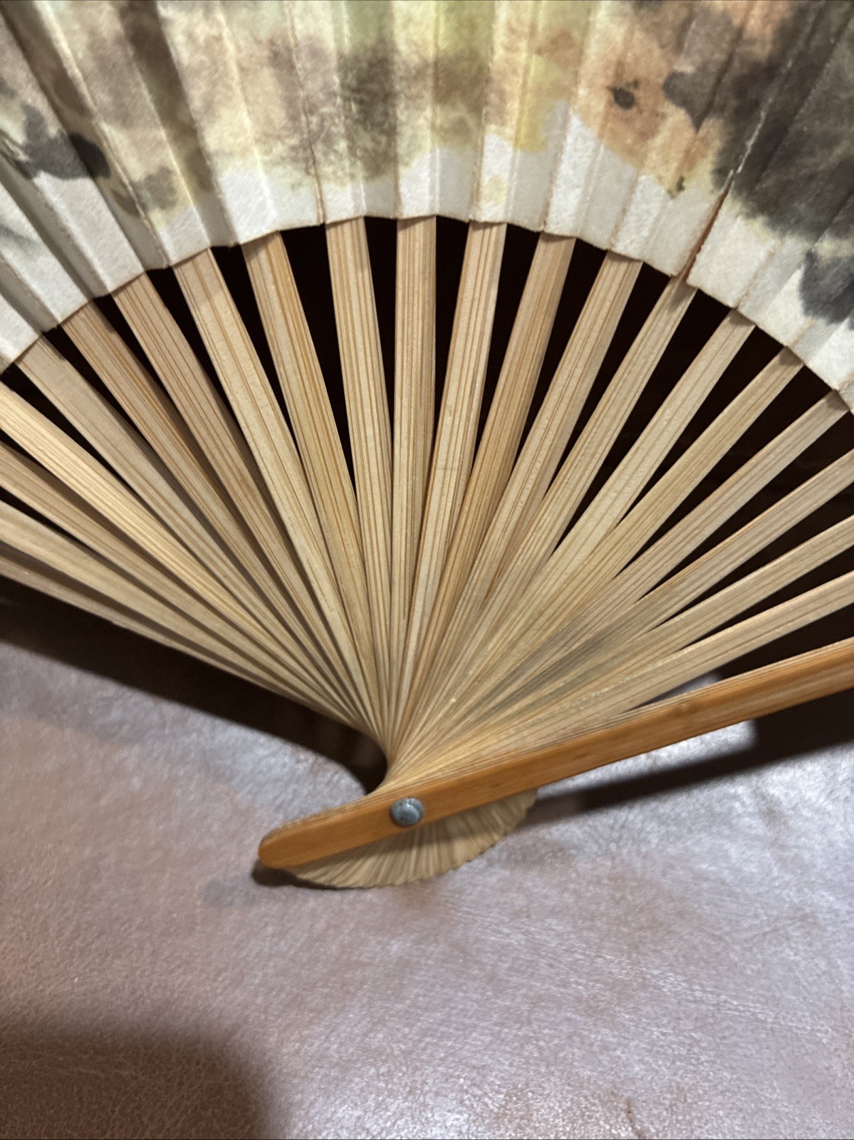 Vintage CCAC Chinese Folding Fan. Bamboo Paper