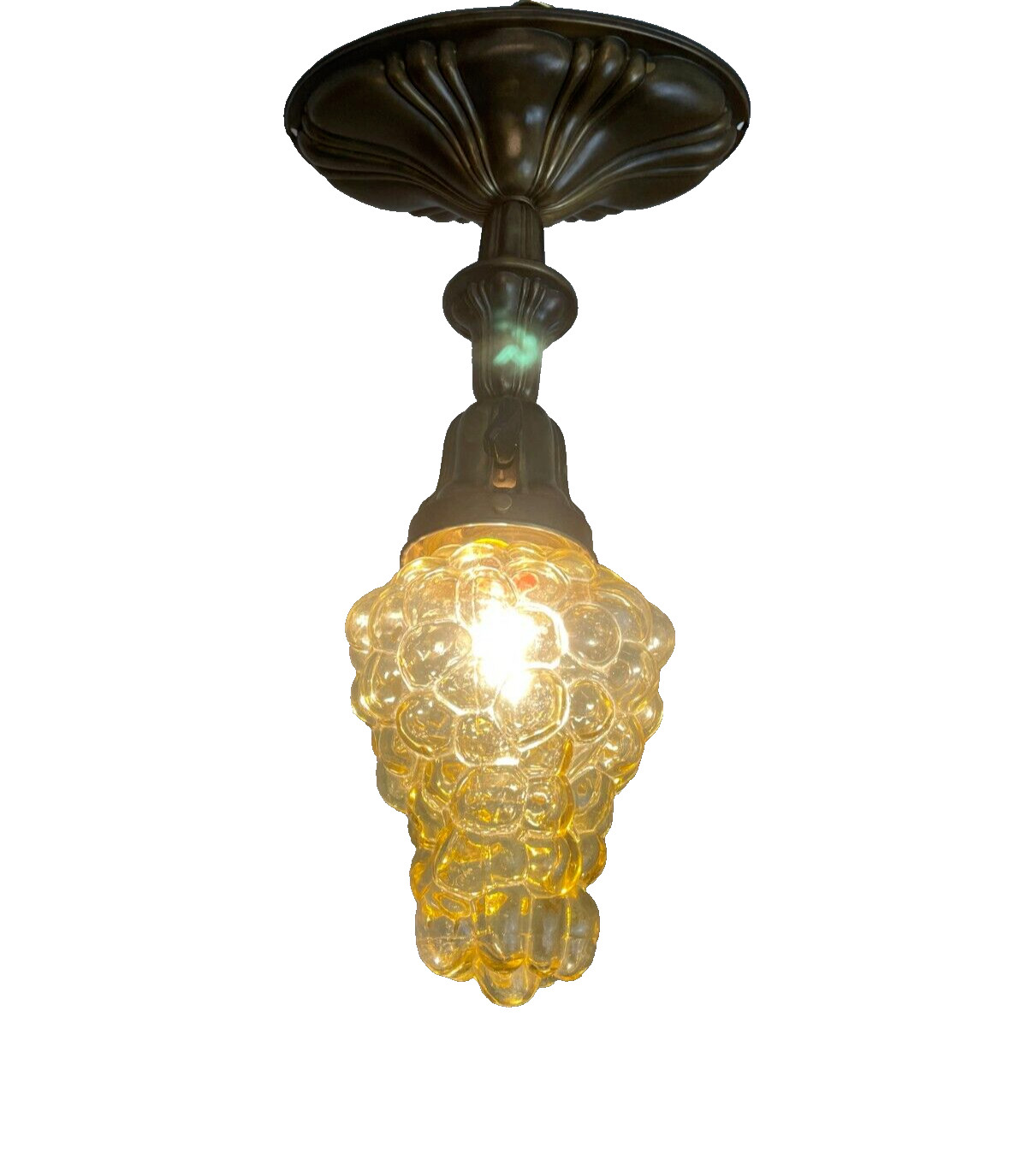 antique brass Sheffield style flush mount pendant fixture