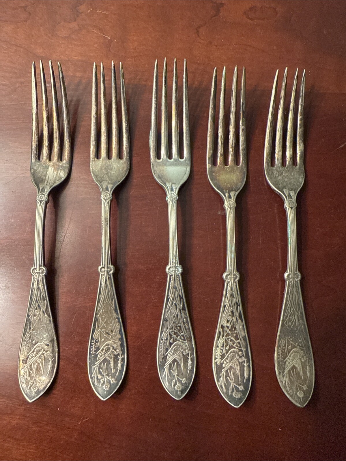 Antique Rogers and Smith Co. A1 Silver Plate Monogrammed Dinner Forks Lot of 5