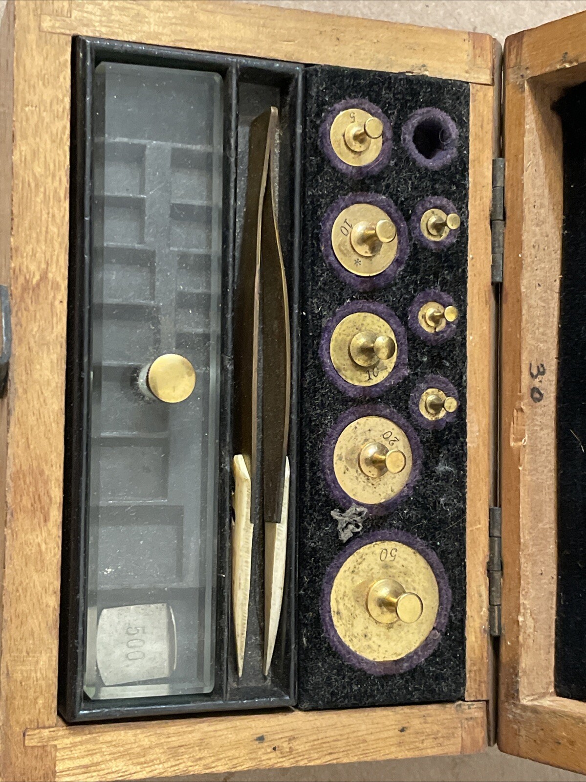 Antique Arthur Thomas Partial Set Brass Covered Apothecary Gold Scale Weights