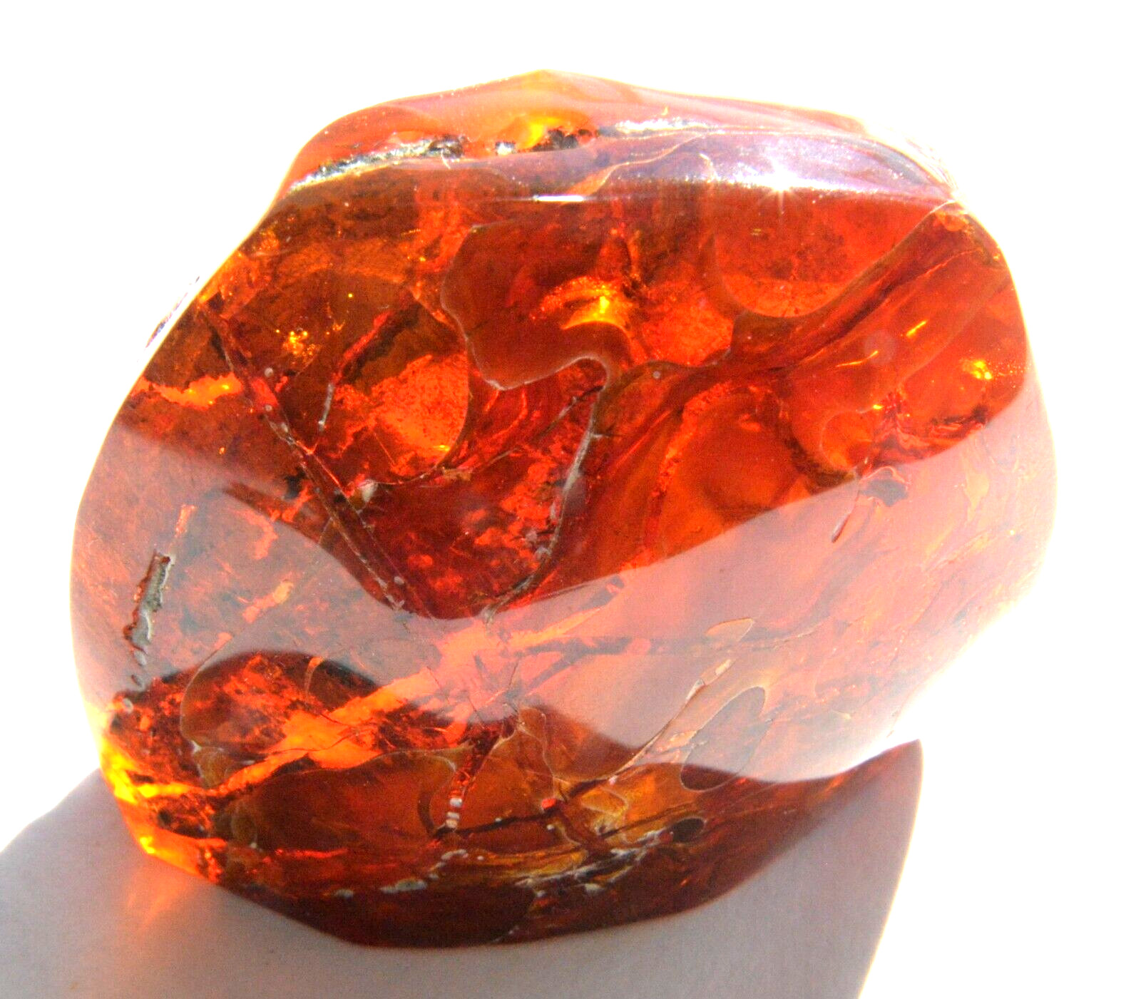 RUSSIAN SOVIET BALTIC AMBER BEAD GEMSTONE ROCK STONE PENDANT NECKLACE PIN BROOCH
