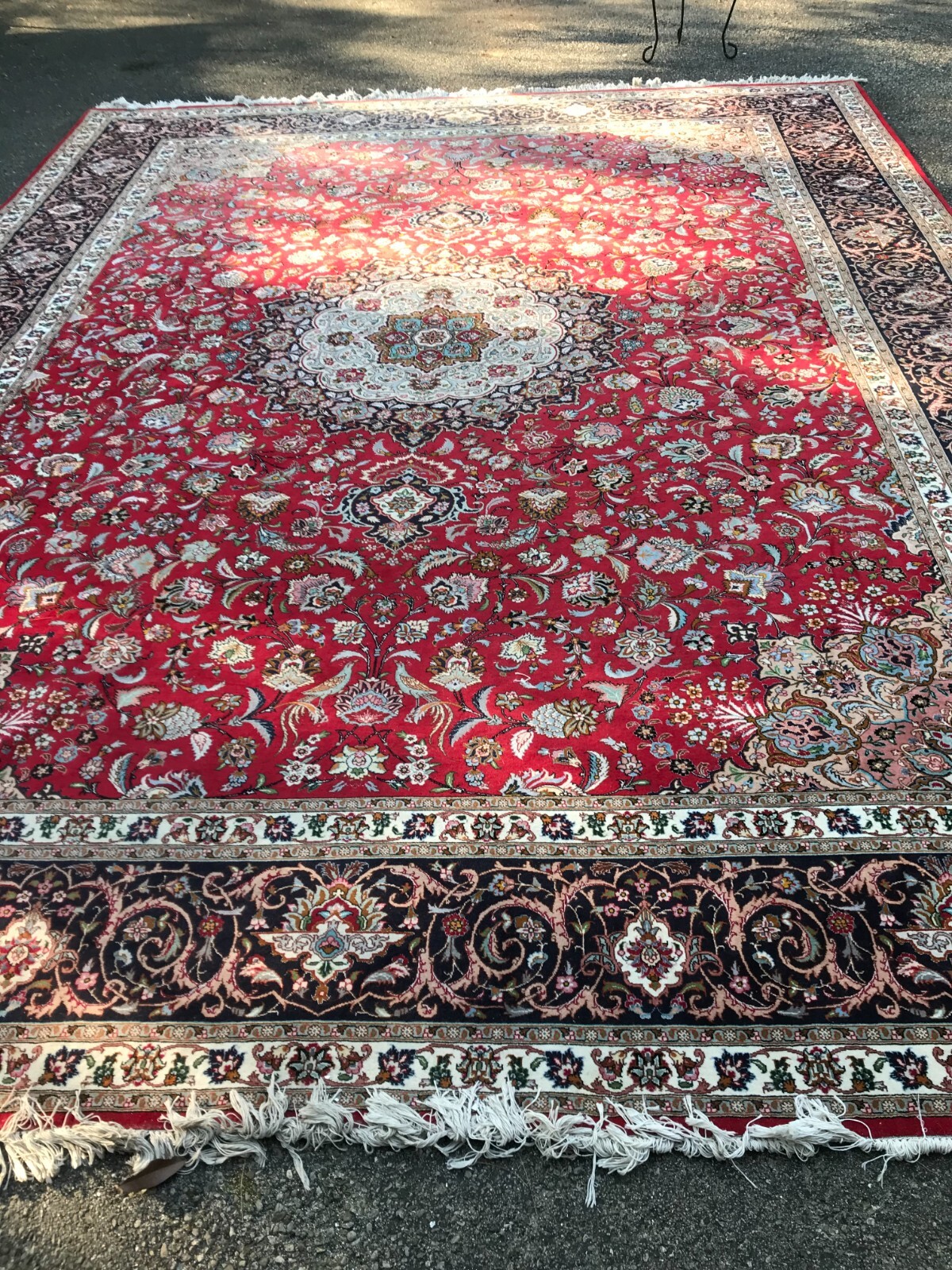 Stunning Silk And Wool Tabreez Oriental Rug.