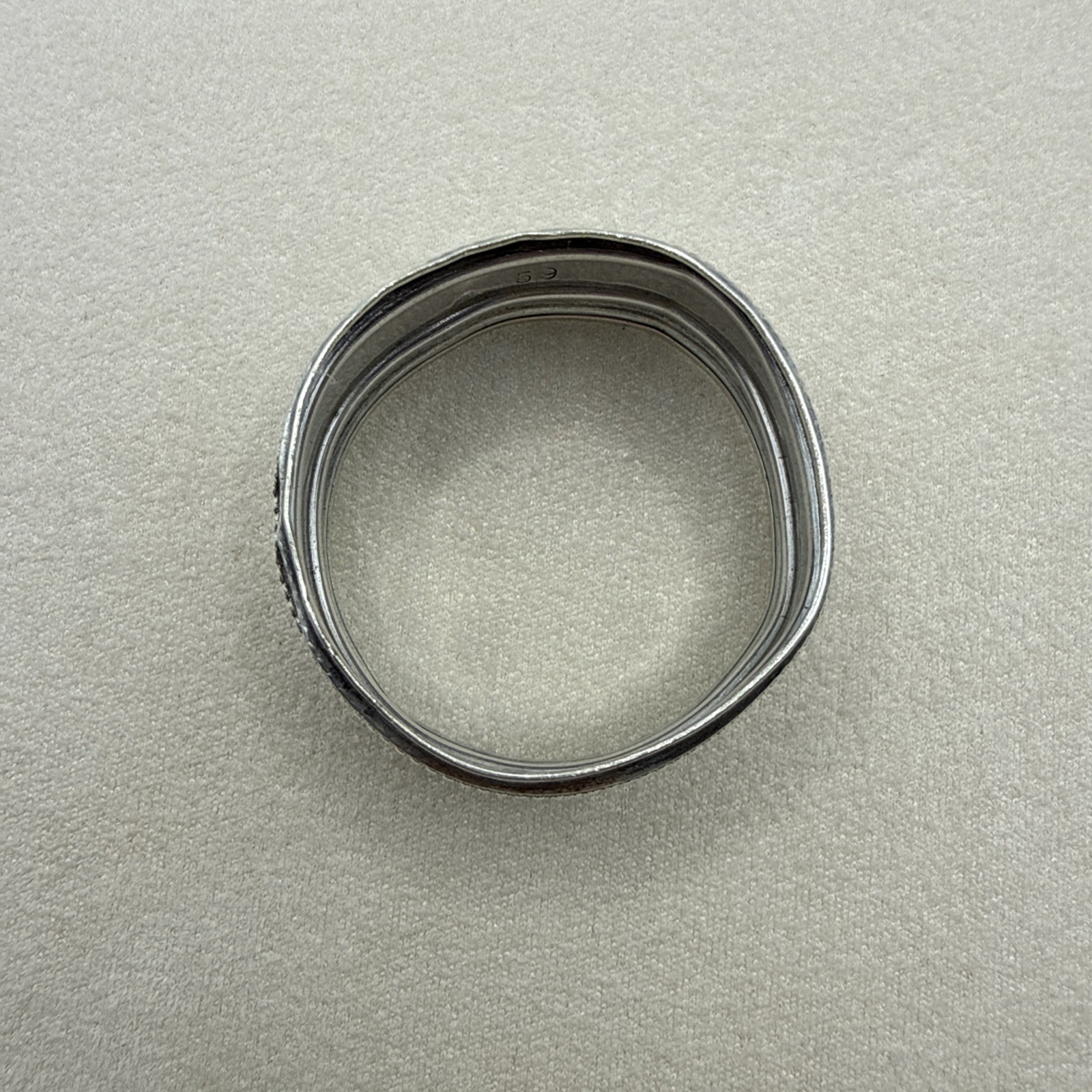 Antique Sterling Silver Napkin Ring Engraved M.L.B Collectible Beaded Edge