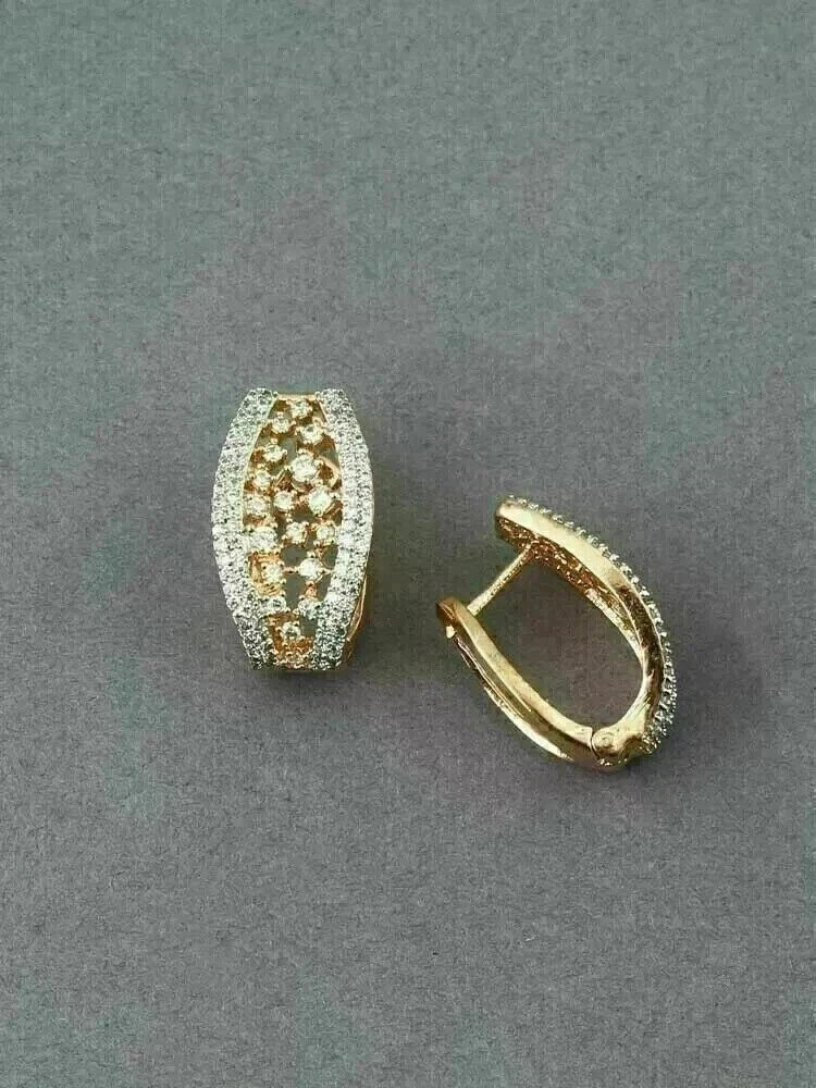 2CT Round Cut Lab Created Diamond Hoop Women’s Earrings 14K Yellow Gold Plated