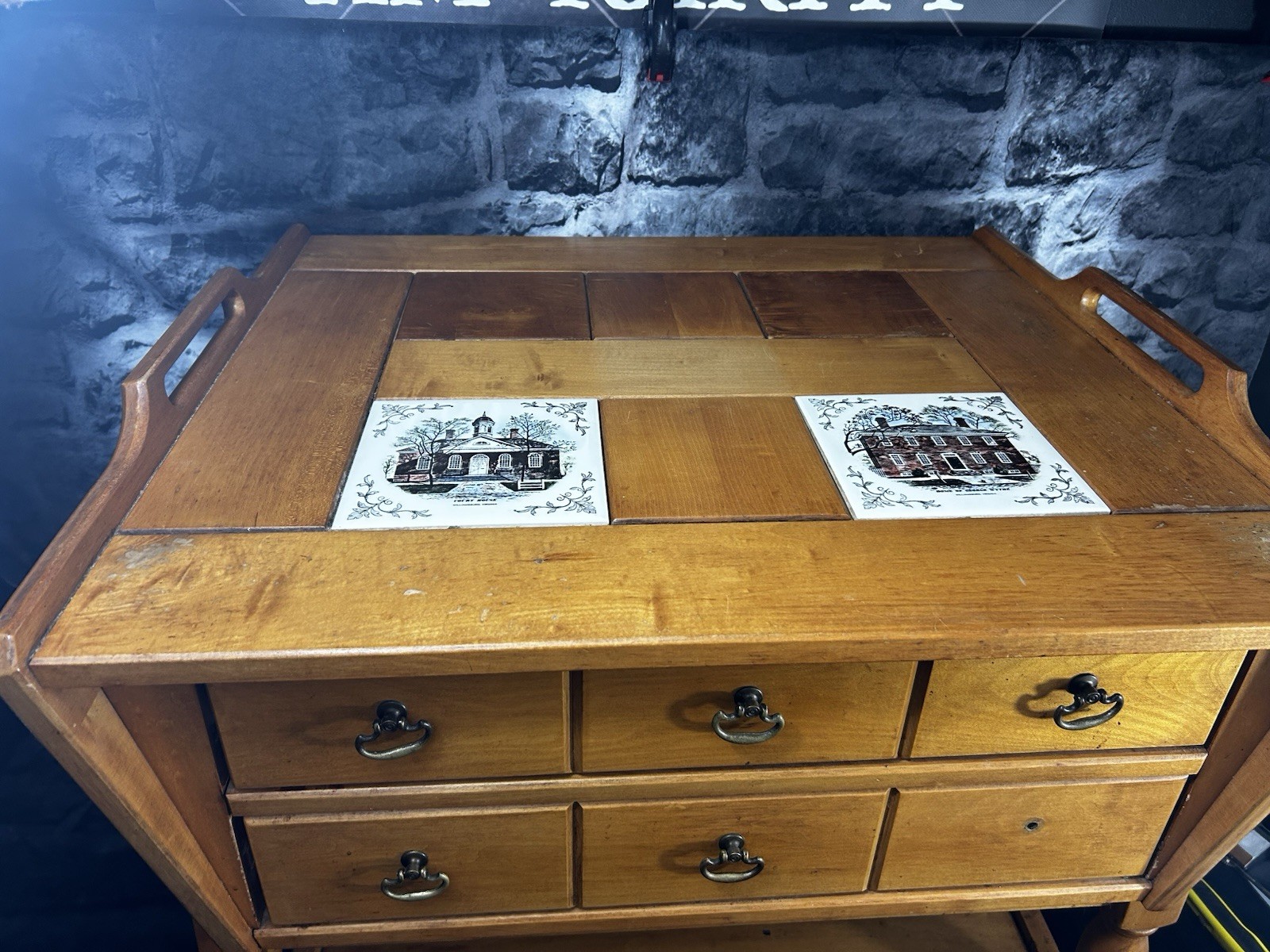 Antique Sheraton Coffee Table Primitive Country Pine Rustic Furniture 24×28” USA