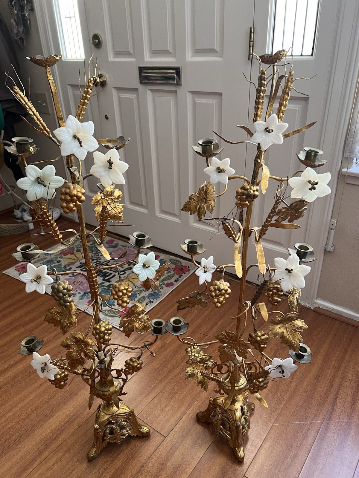 Pair of Antique French gilt metal altar candelabra’s