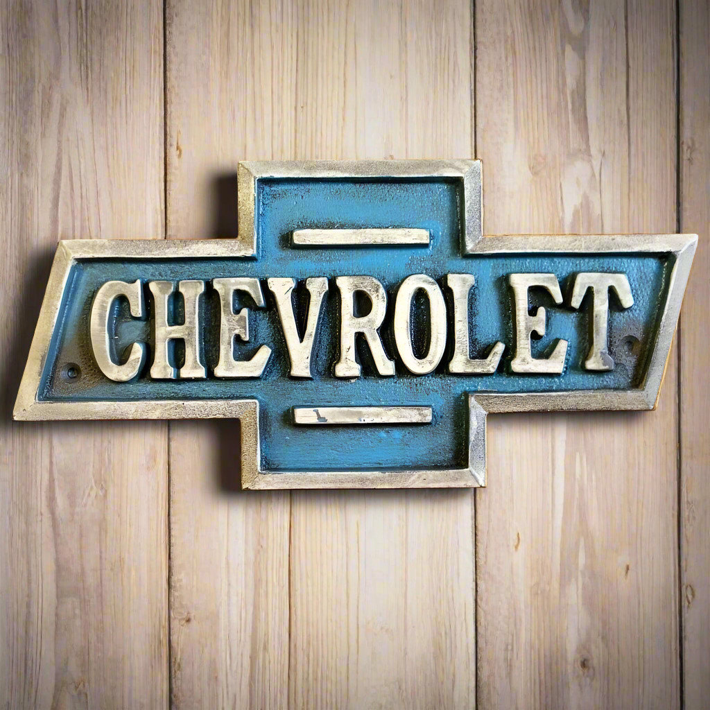 Chevrolet Cast Iron Embossed Plaque With Painted Antique Finish (9.5″ x 5″)