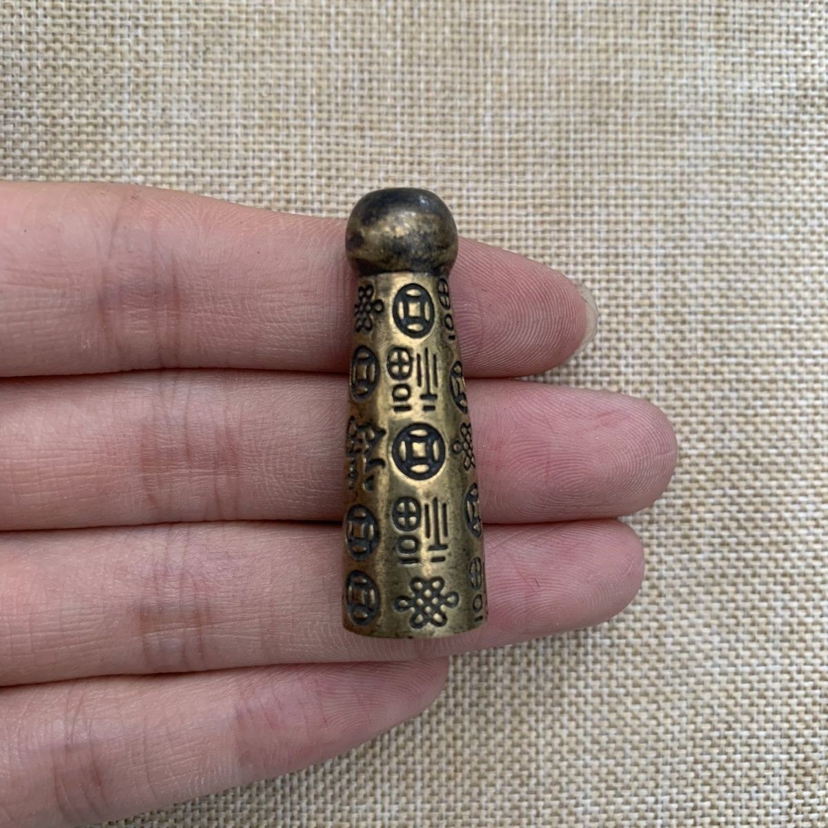 Brass Carved Cigarette Holder Mouthpiece 3.9cm Length 1.3cm OD 1cm ID