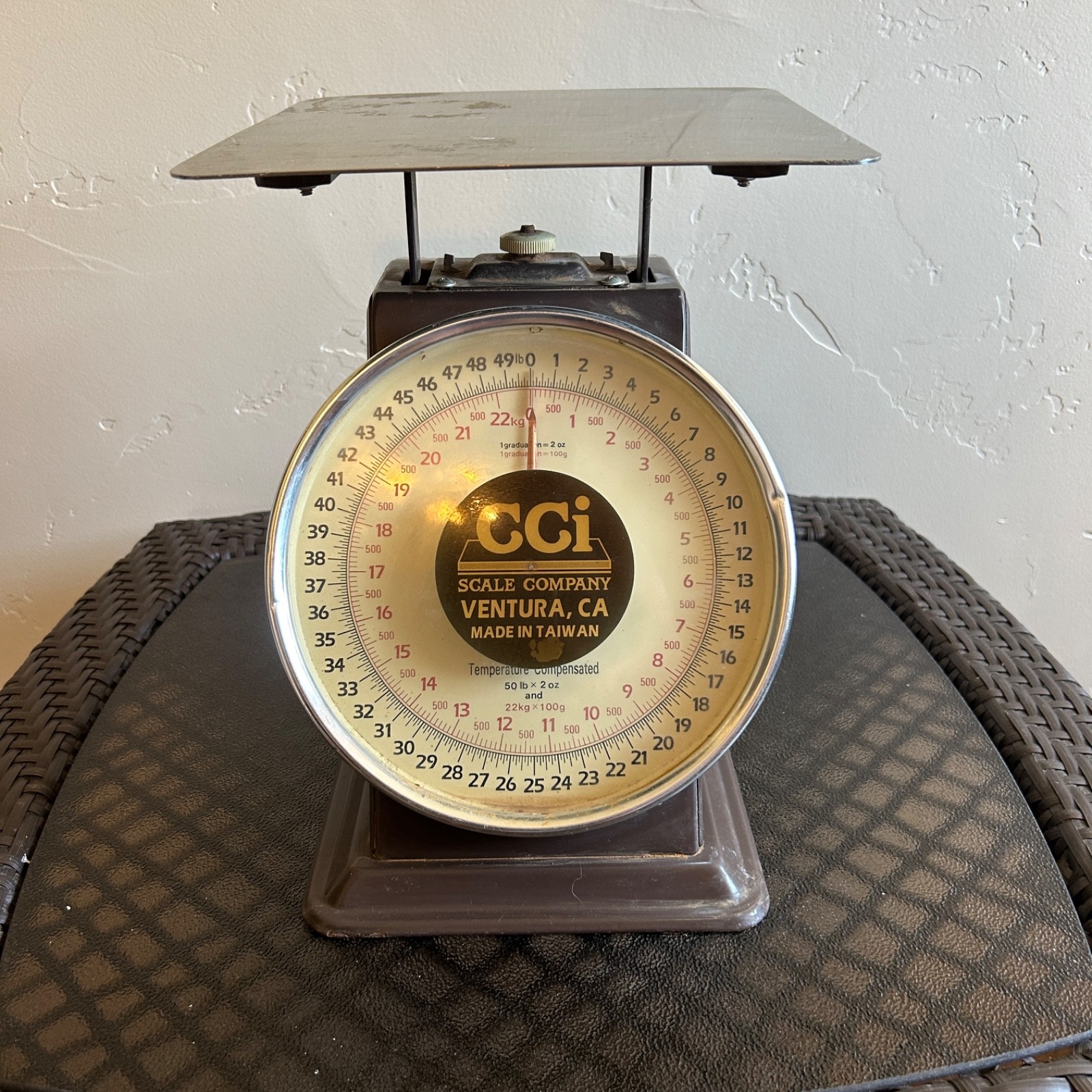 Vintage CCI Scale Co. Spring Dial Scale Temp Compensated 50lbs x 2oz/22k x 100g