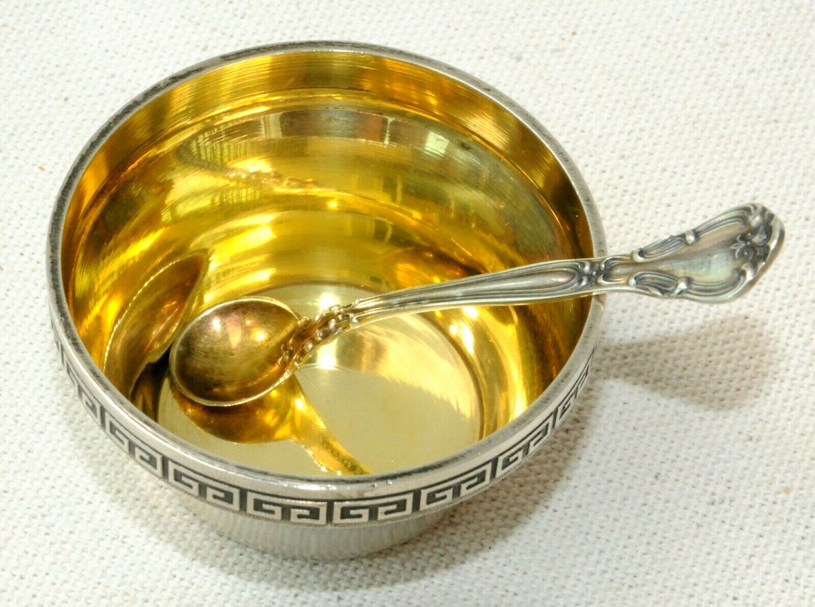 RUSSIAN SOVIET 875 SILVER SALT SPOON CELLAR KOVSH BOWL EGG CUP ORDER GOBLET BOWL