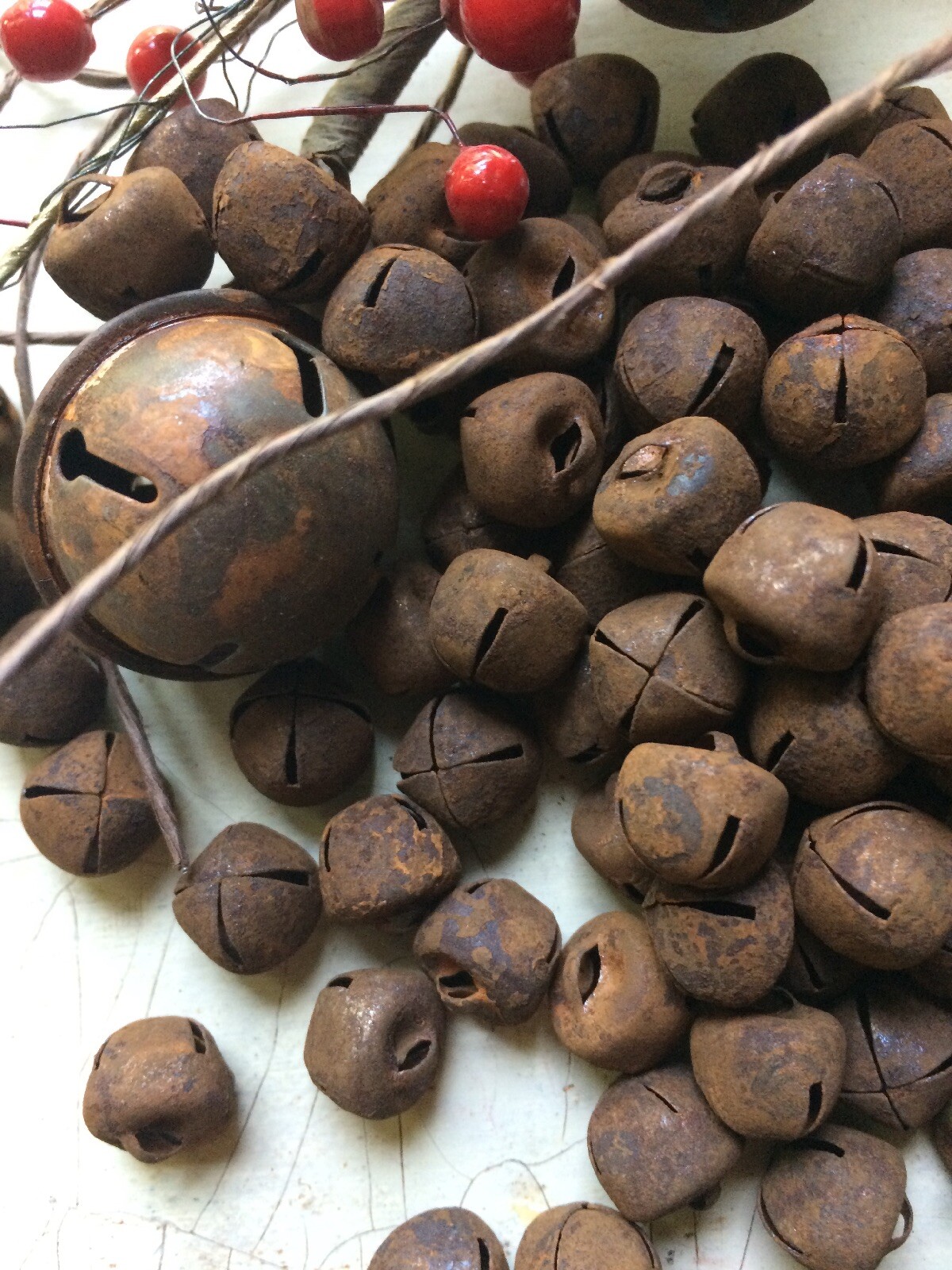 72~ Primitive Rusty Rust JINGLE BELLS Bell 12mm 1/2″ in .47″ Christmas Crafts *