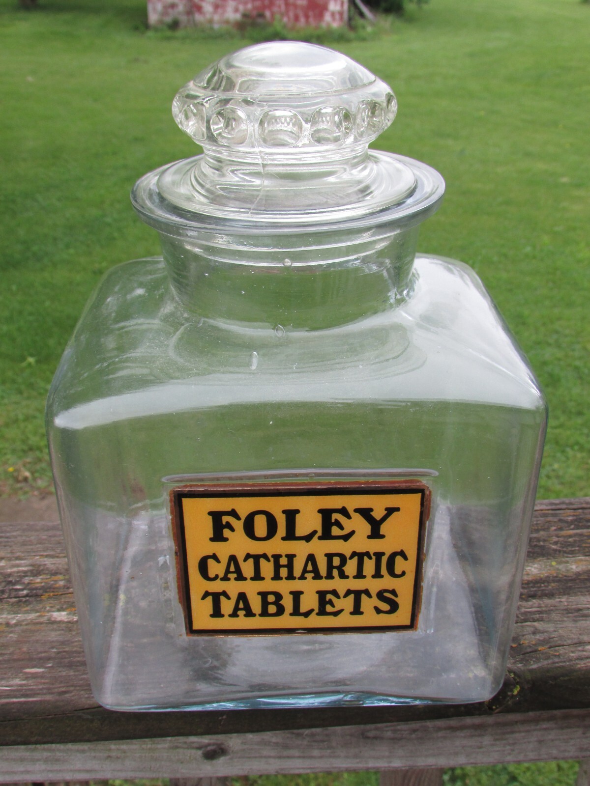 FOLEY CATHARTIC TABLETS – Label UNDER Glass LUG Drugstore COUNTERTOP Jar – MINT