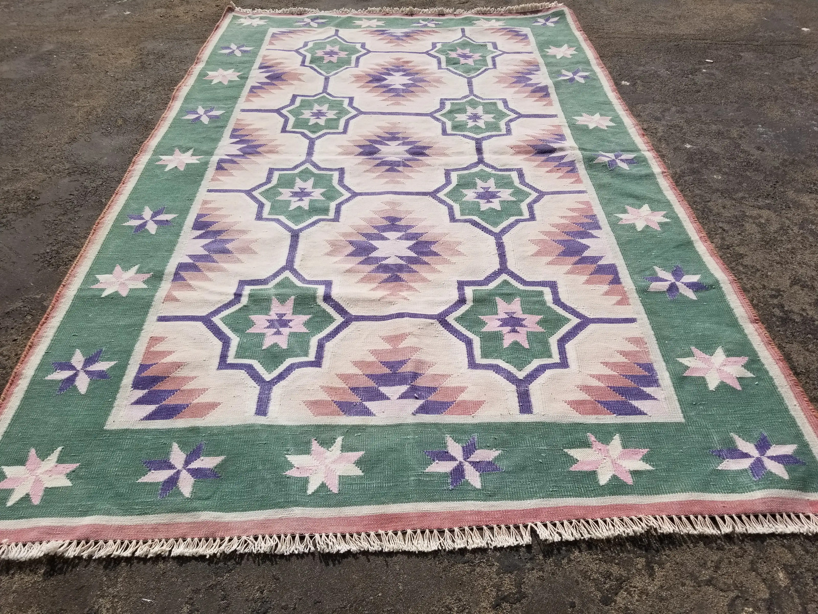Vintage Traditional Handmade Scandinavian Wool Multicolor Kilim 5.1×3.9 ft
