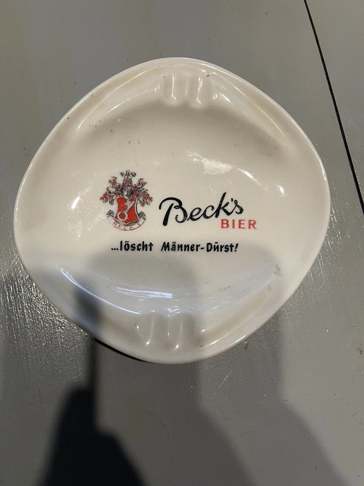 Vintage Beck Bier Beer Milk Glass Plate