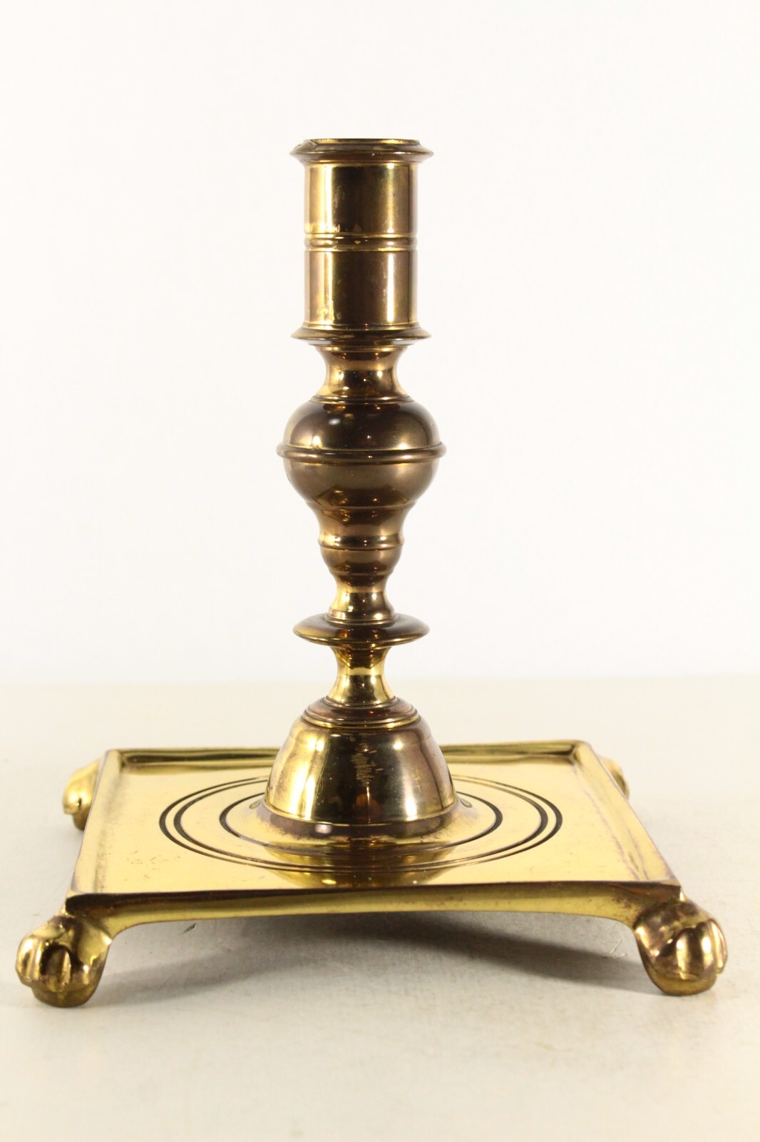 = 17th Century Style “Latin Group” Bronze Candle Holder Candlestick Square Base