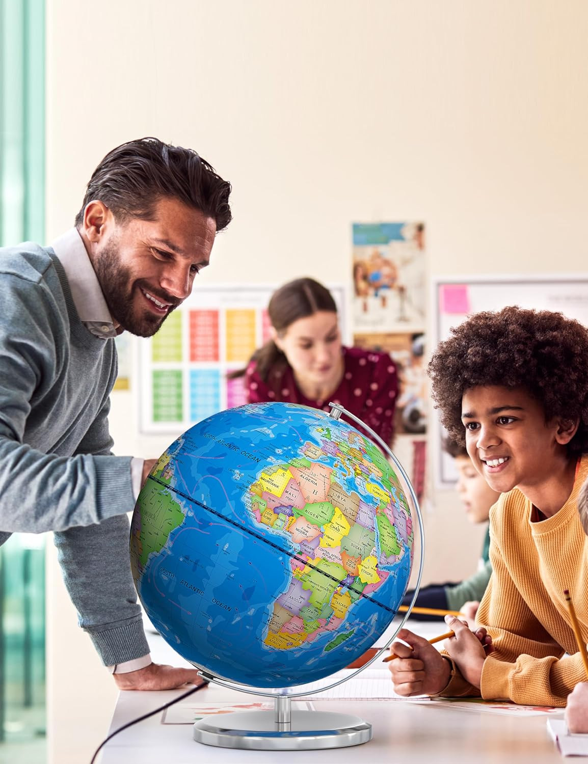 13-Inch Educational World Globe with Metal Base and Colorful HD Map