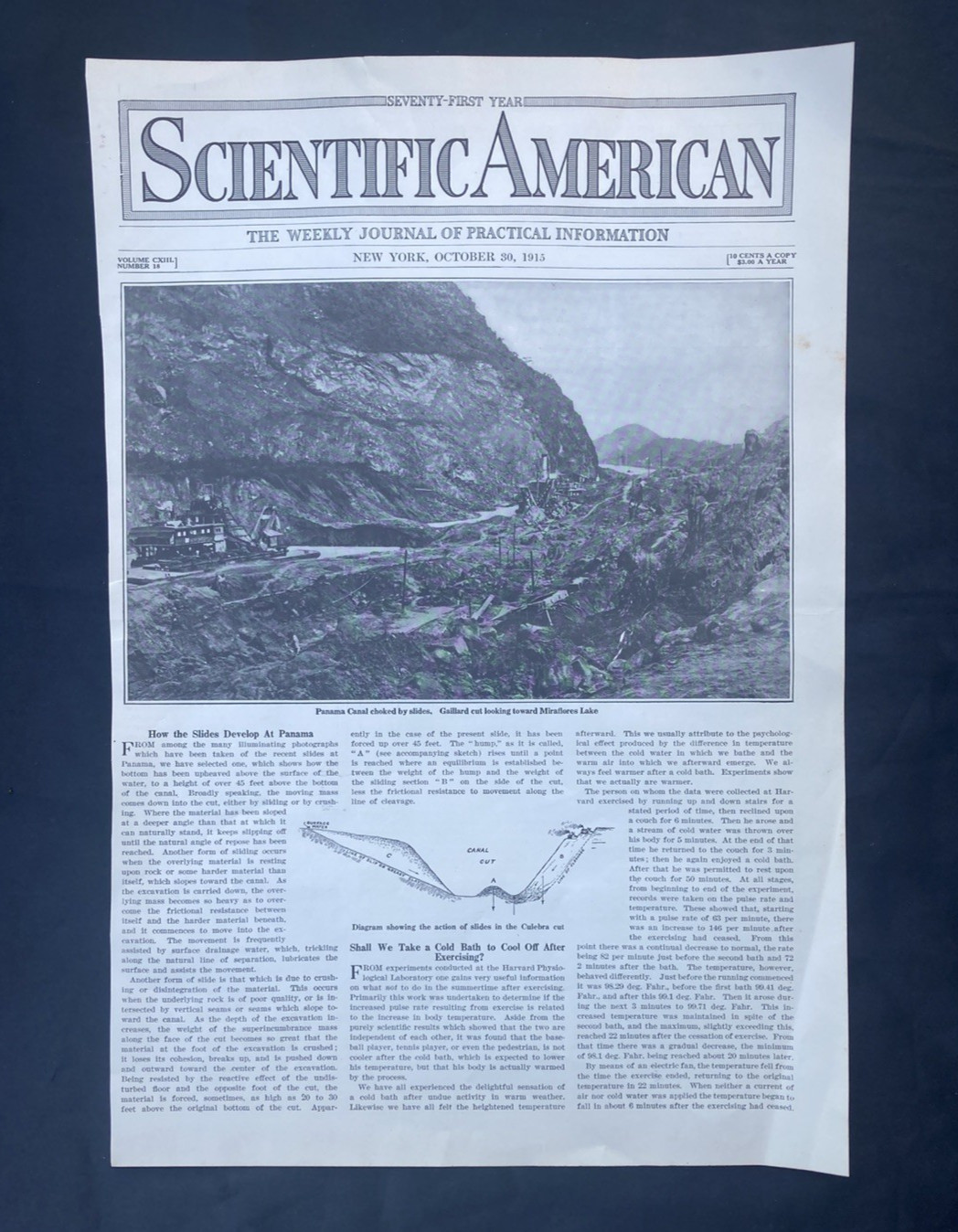1915 Scientific American Cover Pg Article ~ Panama Canal Landslides & Excavation