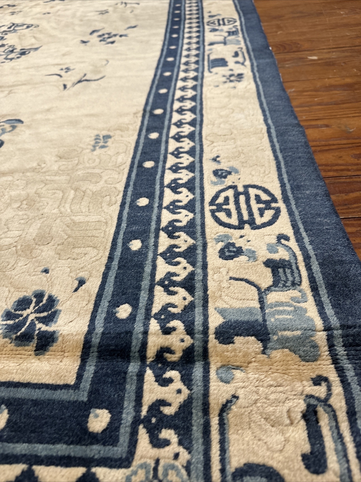 Vintage Antique Chinese Art Deco Oriental Rug Handmade Wool/cotton Floral (116)