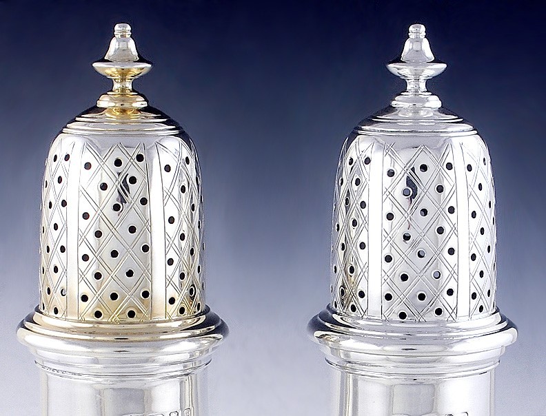Great Pair English Sterling Silver Casters/Shakers by M. Fenton & Co Classical S