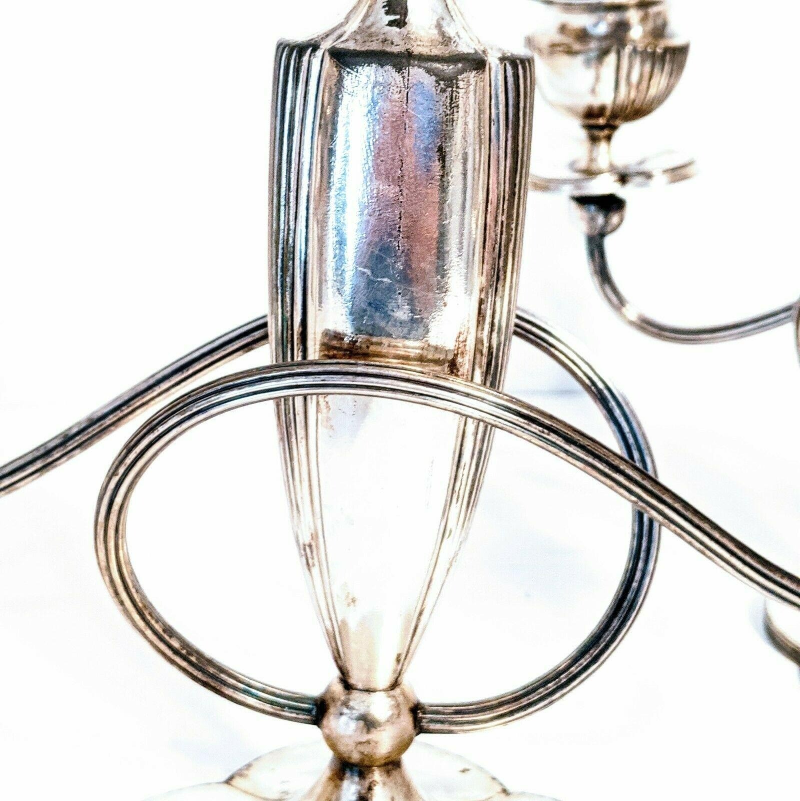 Antique Pairpoint Candelabra Pair Set 6132 Quadruple Silver Plated Art Nouveau