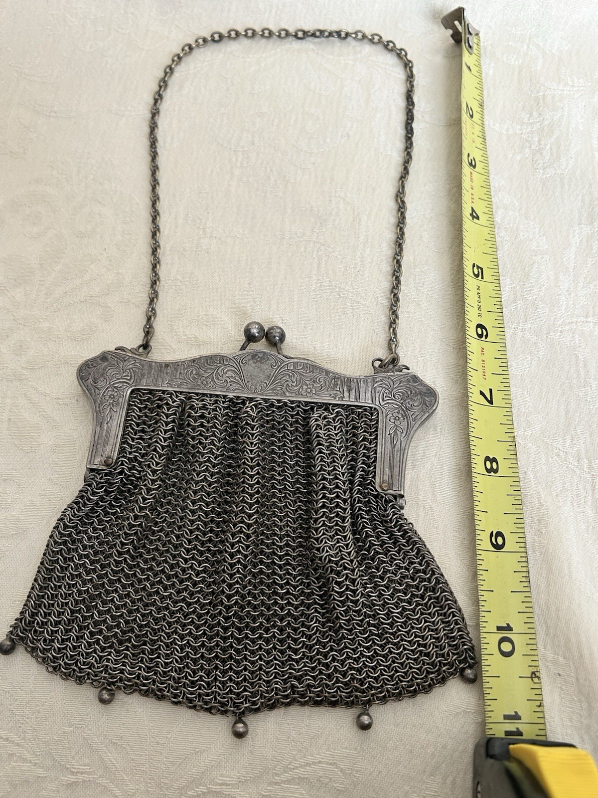 Antique H. Mitchell German Silver Mesh Purse Chainmail Dance Bag Art Nouveau