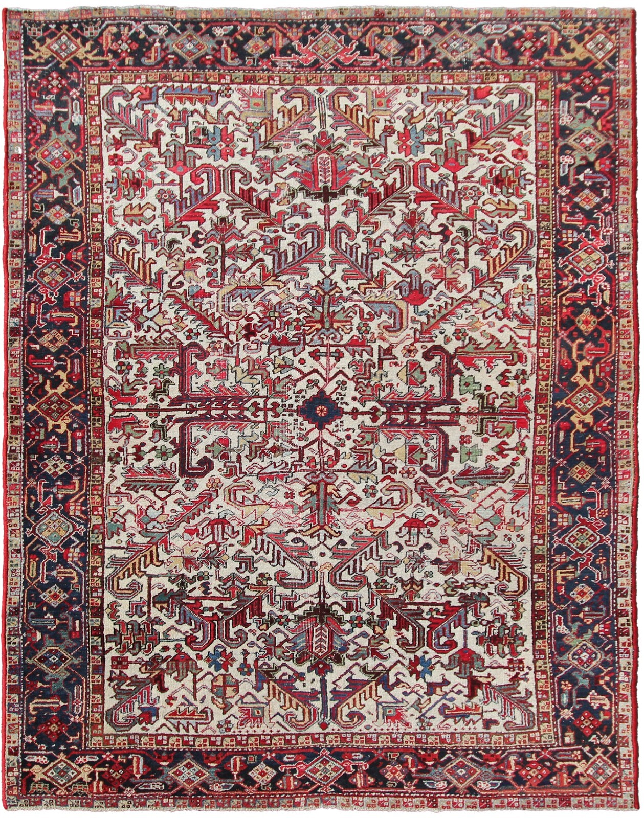 8×10 Antique Traditional Geometric Handmade Area Rug 254cm x 305cm c.1920