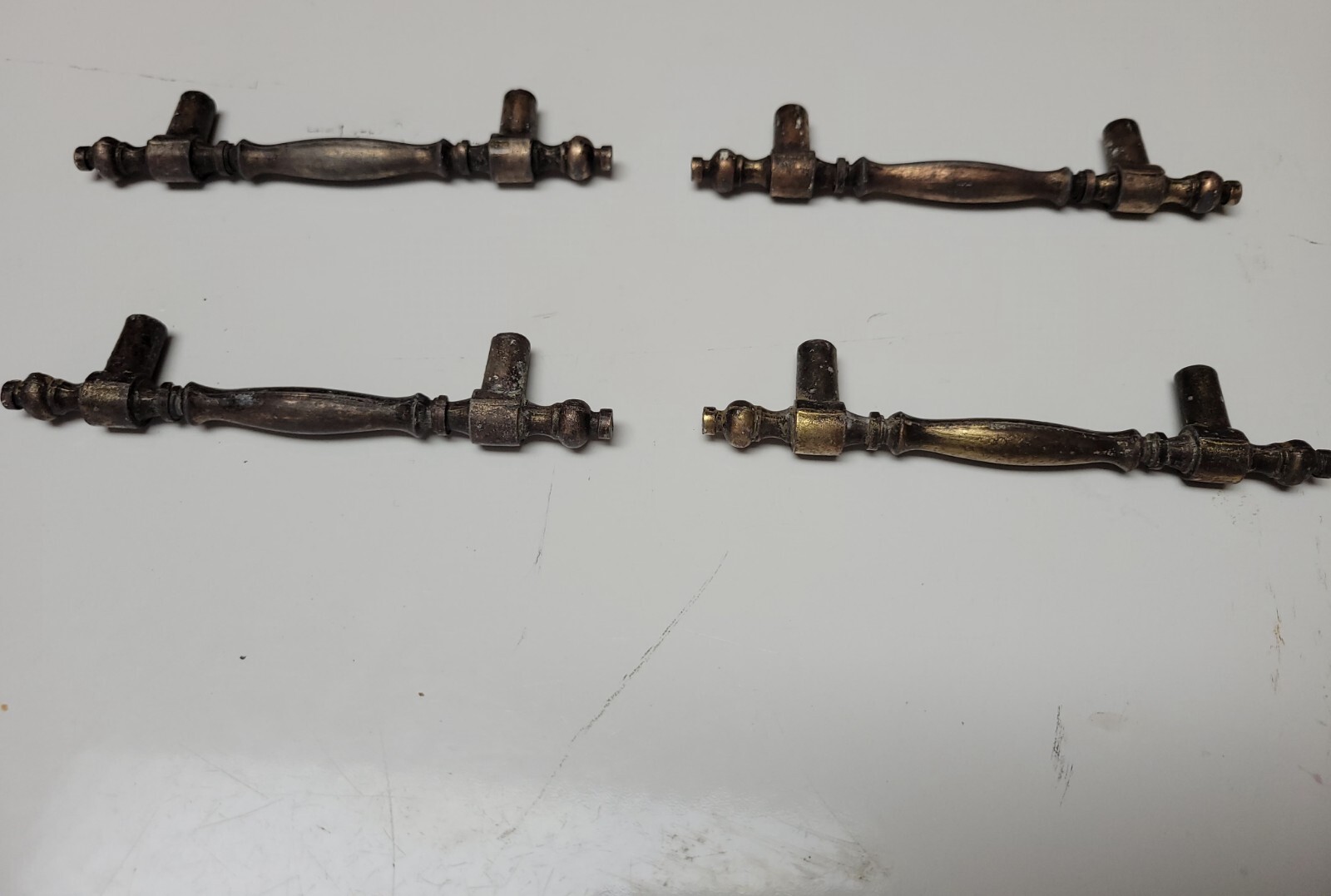 Set Of 4 Vintage Brass Plated Zinc Drawer Cabinet Pulls Excel 167