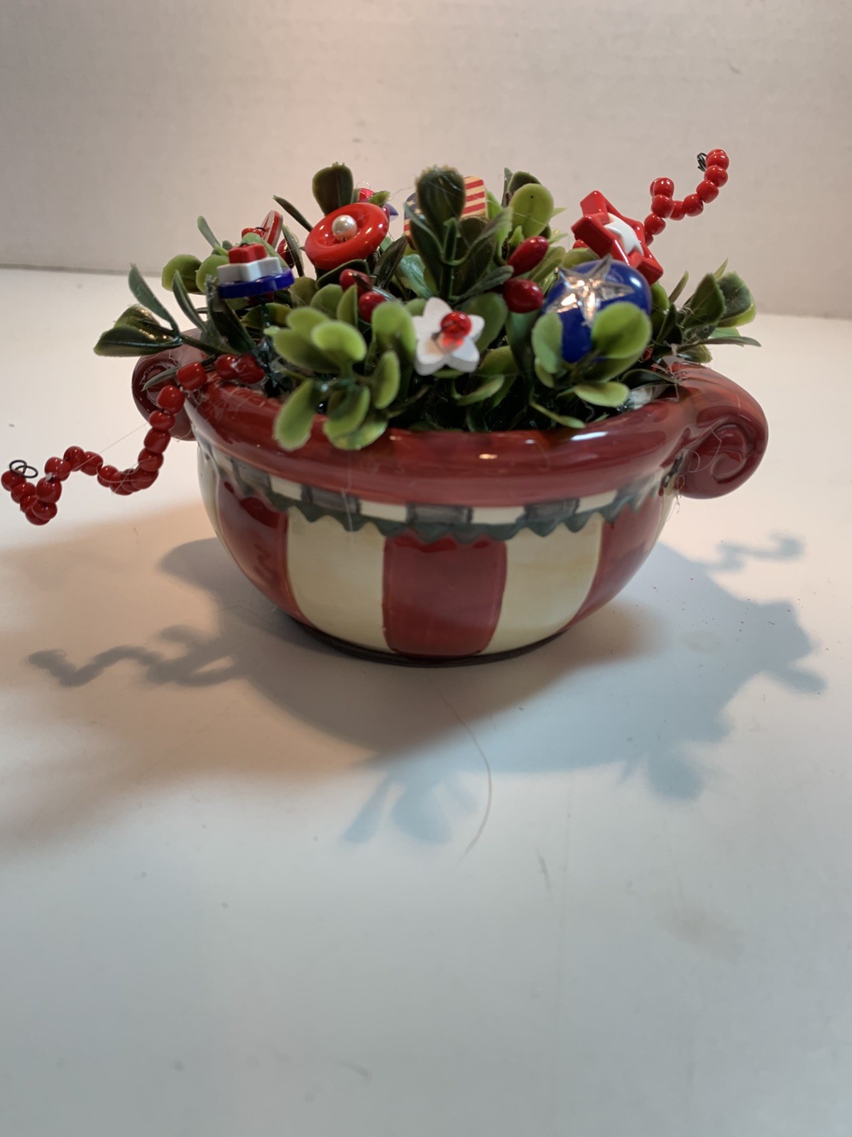 Patriotic VTG Button Bokay/Bowl-Rustic Country Cottage Chic Farmhouse Decor