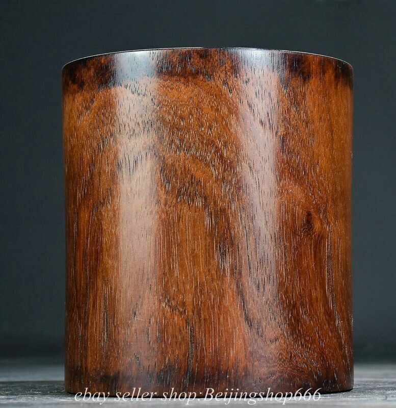 6″ Old Chinese Huanghuali Wood Carved Dynasty Palace Brush Pot Pencil Vase