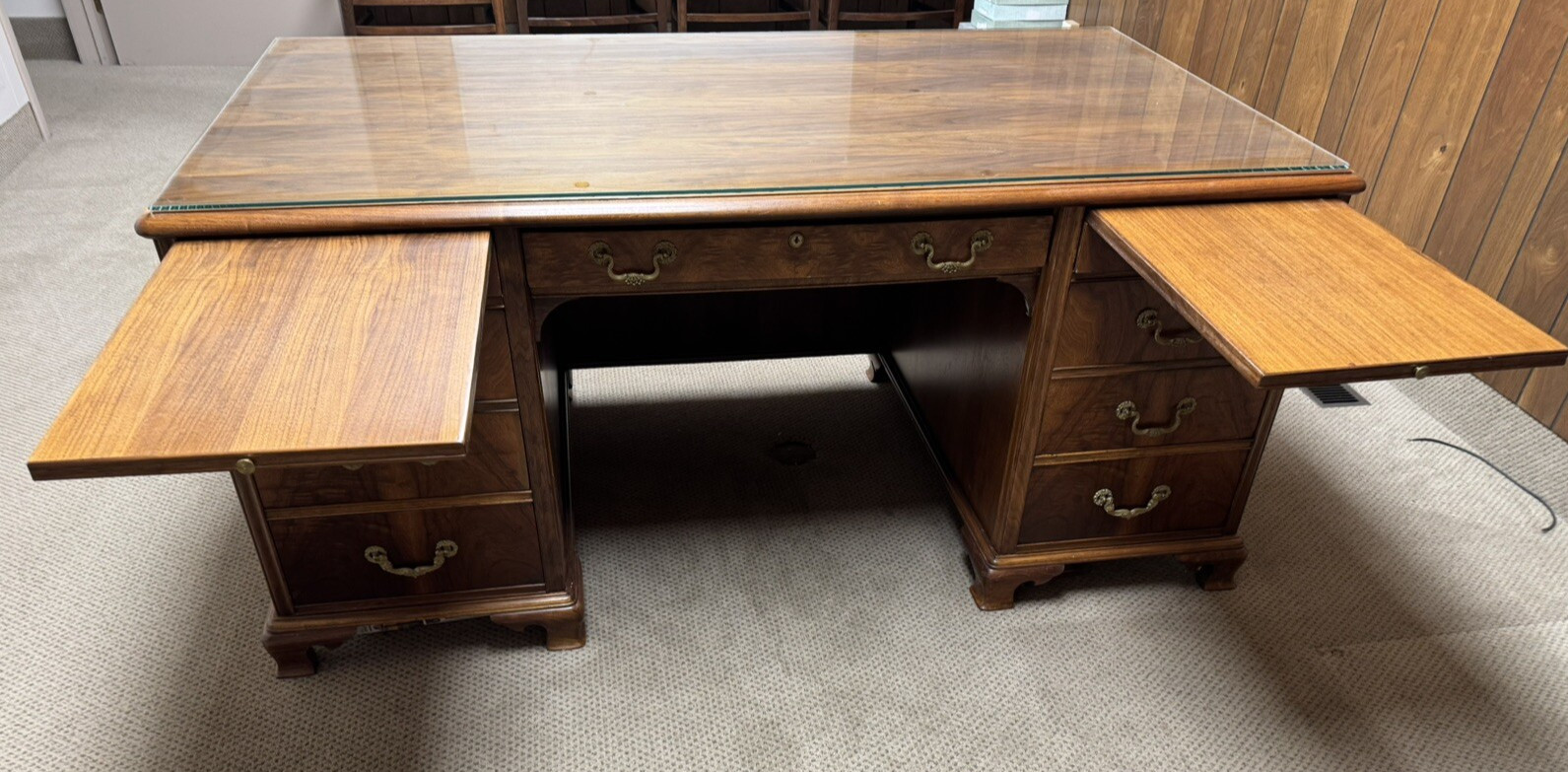 Antique ALL WALNUT 1915’s Era National Brand Banker’s Executive Business Desk