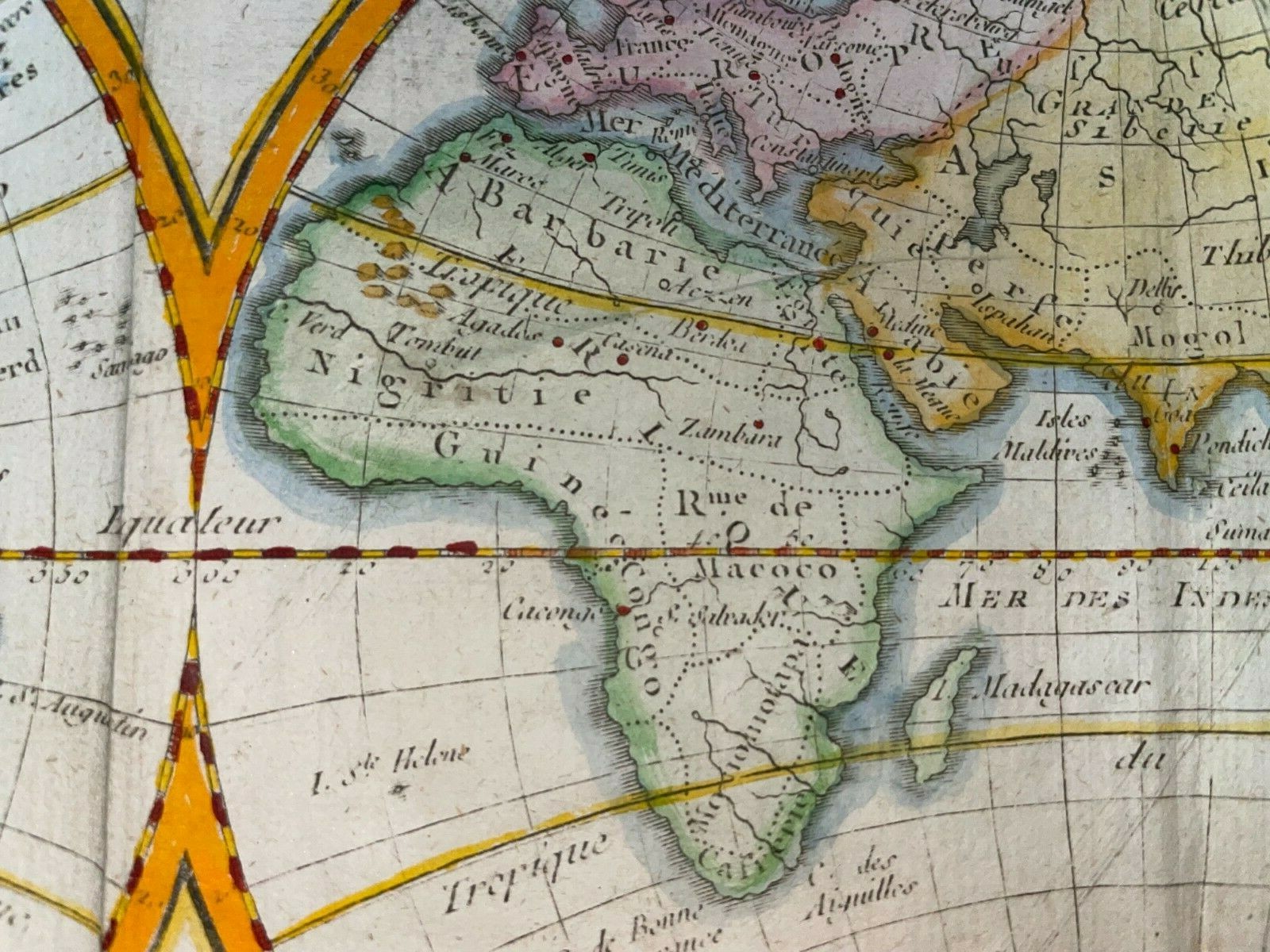 WORLD MAP DATED 1759 ANONYMOUS ANTIQUE ENGRAVED MAP 18e CENTURY
