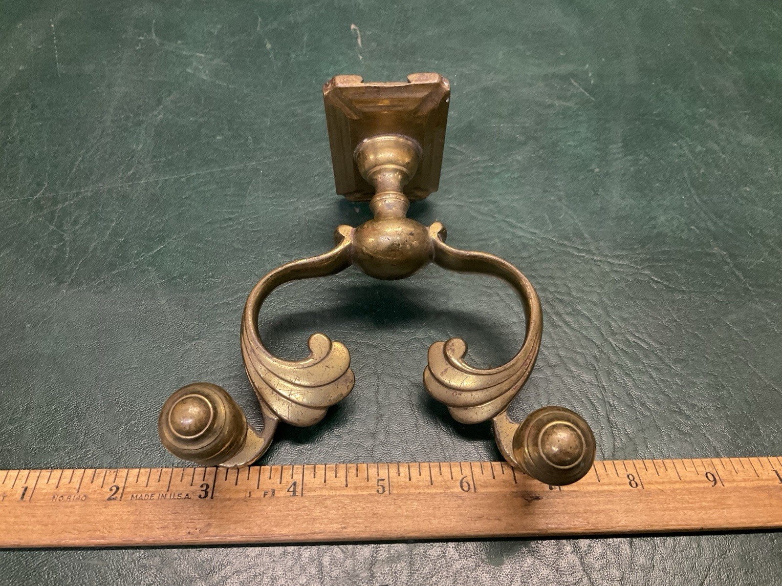 Antique Brass Fireplace Double Jamb Hook ~ Chippendale
