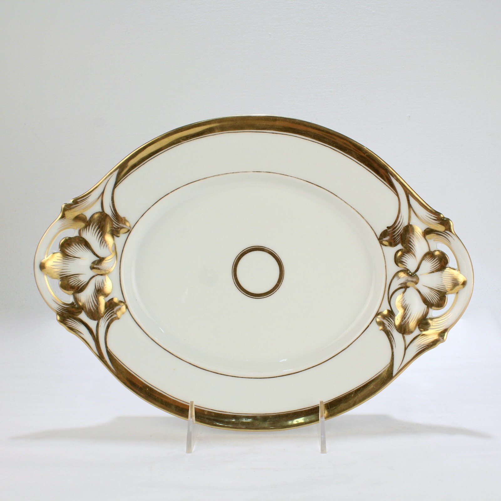 Antique Gilt Old Paris or Vieux Paris Porcelain Tray or Small Platter