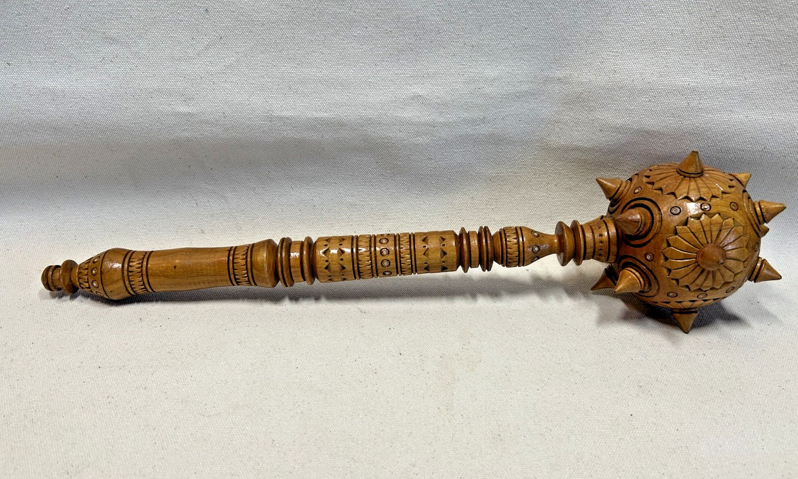 Vintage Antique Wooden Mace Decorative Bulava Bludgeon Ukraine 17″ Long