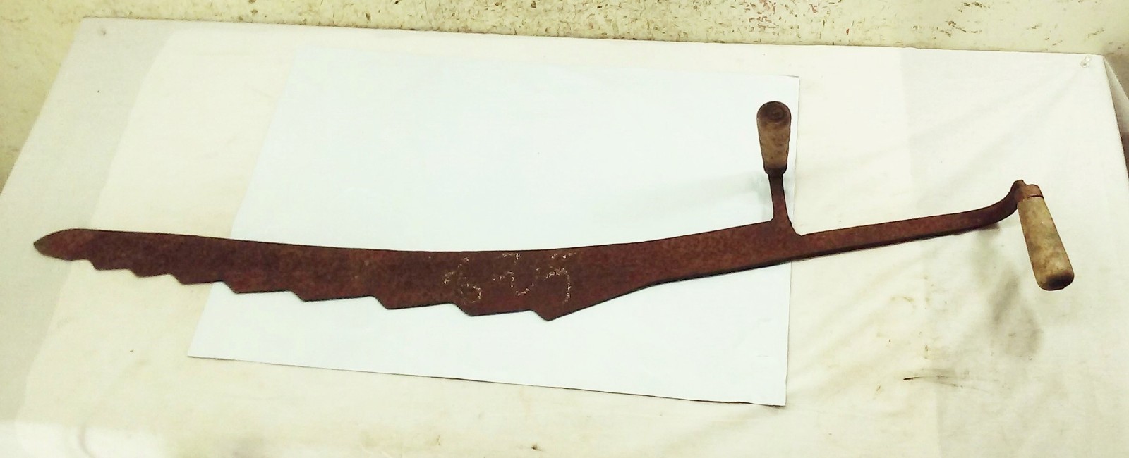 Vintage Antique Hay Knife Sickle Scythe Ice Cutting Hand Saw Farm Barn Tool