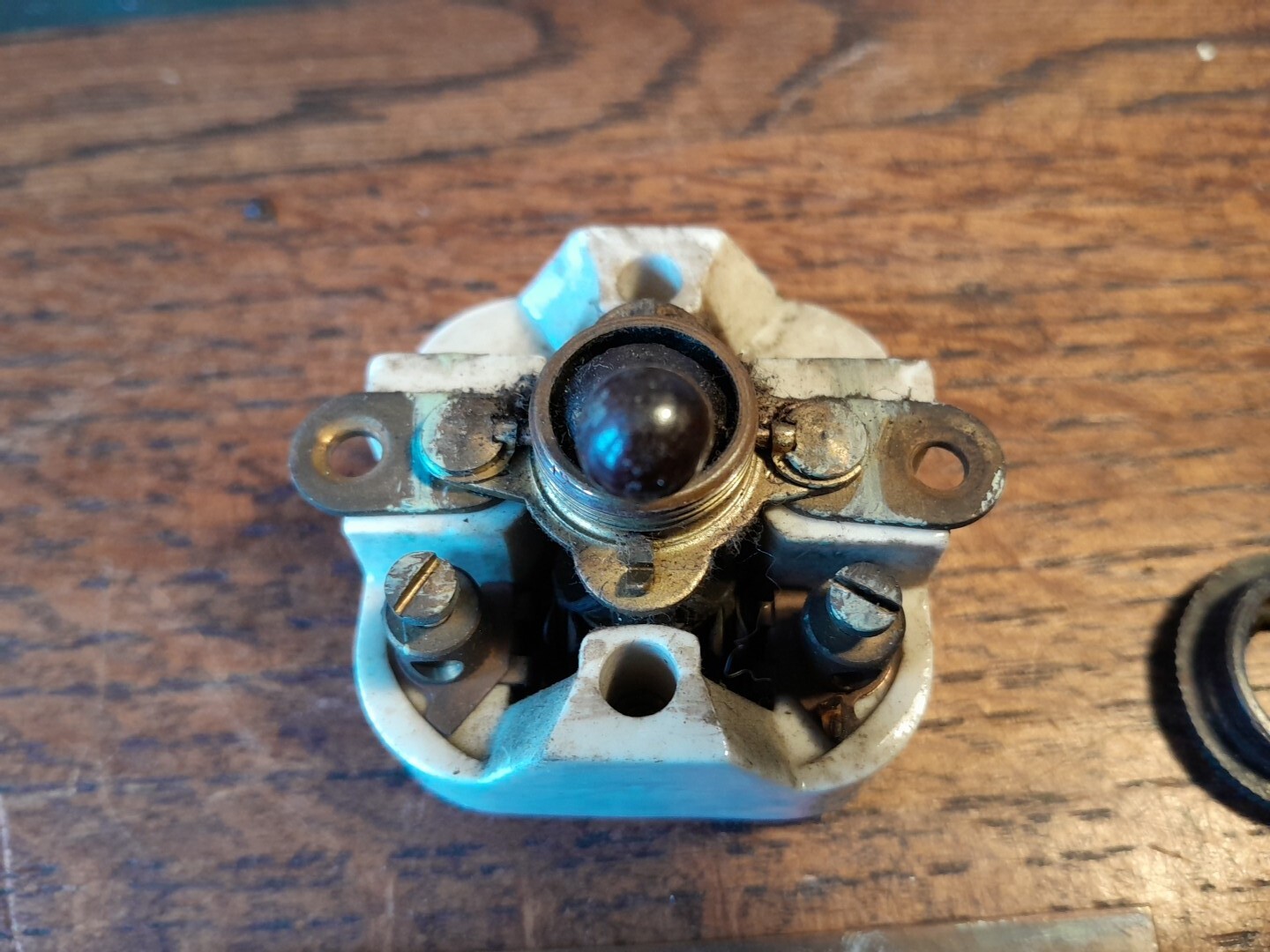 VINTAGE CRABTREE LIGHT SWITCH BRASS & VITREOUS SINGLE ART NOUVEAU ORIGINAL