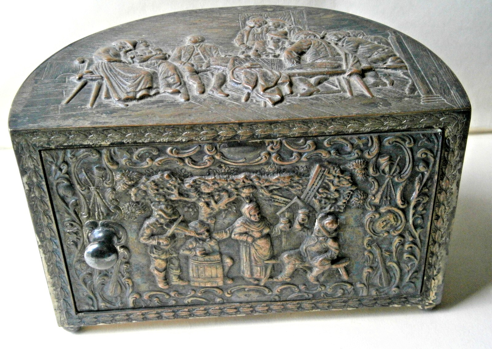 Sheffield Silverplate Cigarette Box with Revolving Door Made in England by CROSS