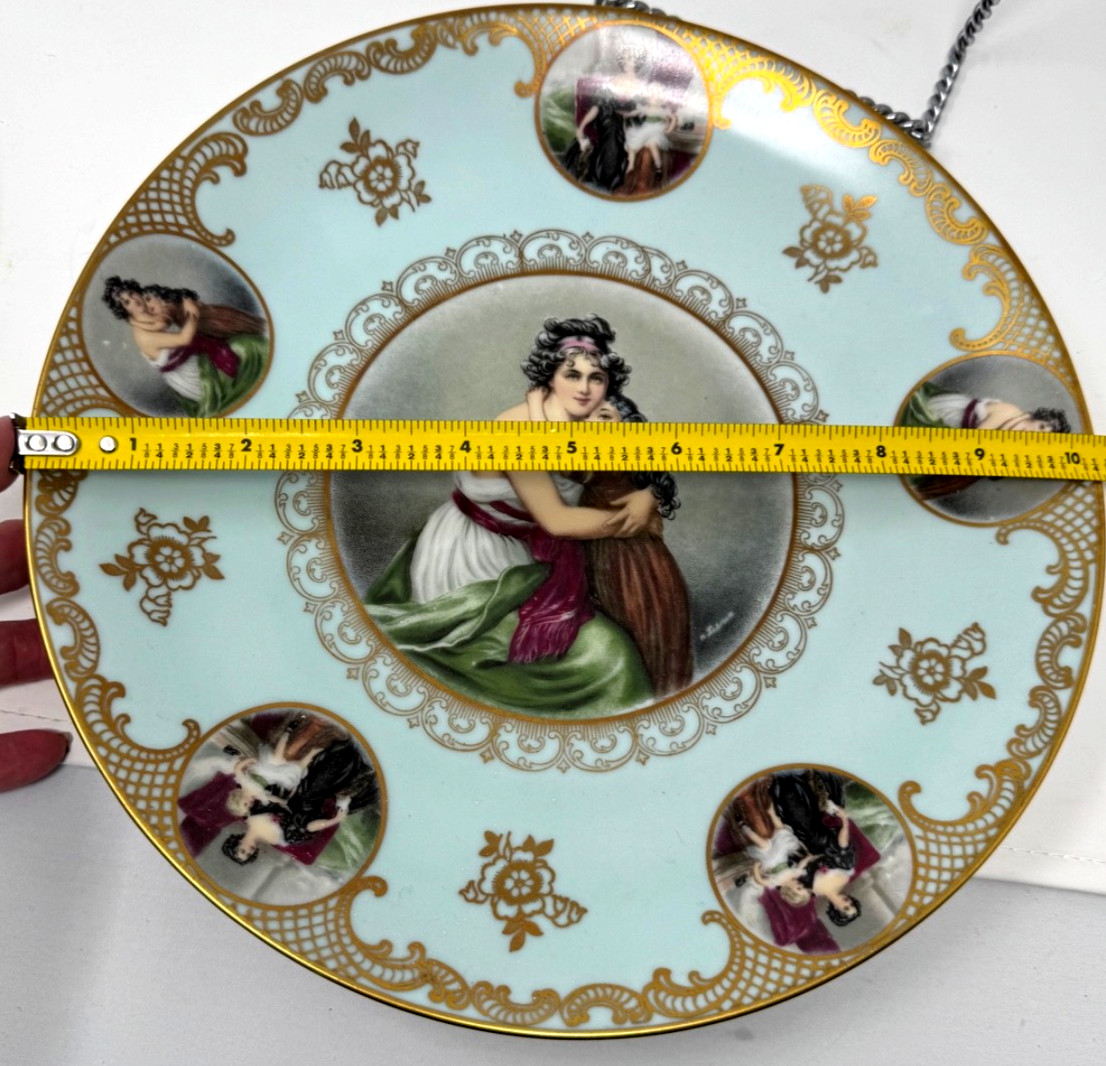 TWO – 10.5″ MITTERTEICH BAVARIA MOTHER/DAUGHTER PORCELAIN LEBRUN CHARGER PLATES