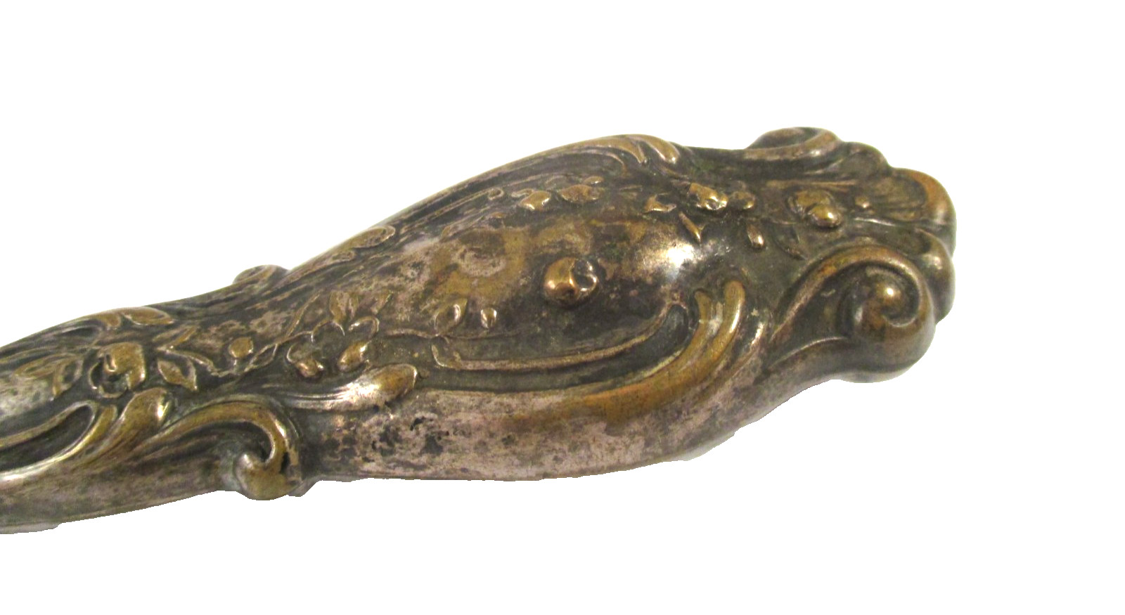 ANTIQUE Vintage REPOUSSE ART NOUVEAU SILVER PLATE HANDLE SHOE HORN
