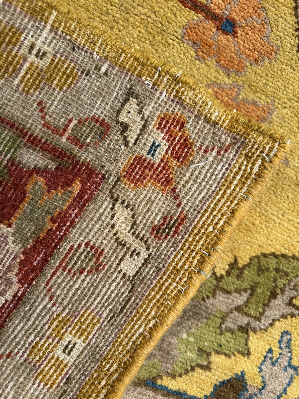C 1910s ANTIQUE FINE DECORATIVE INDIAN AGRA RUG 8×10.3 MINT_GOLD FIELD_ROOM SIZE