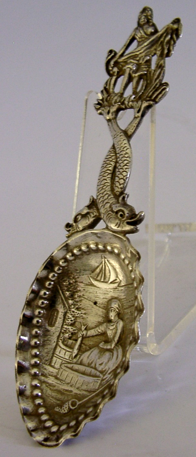 STERLING SILVER FISHMONGER CADDY SPOON CHESTER 1907 ANTIQUE