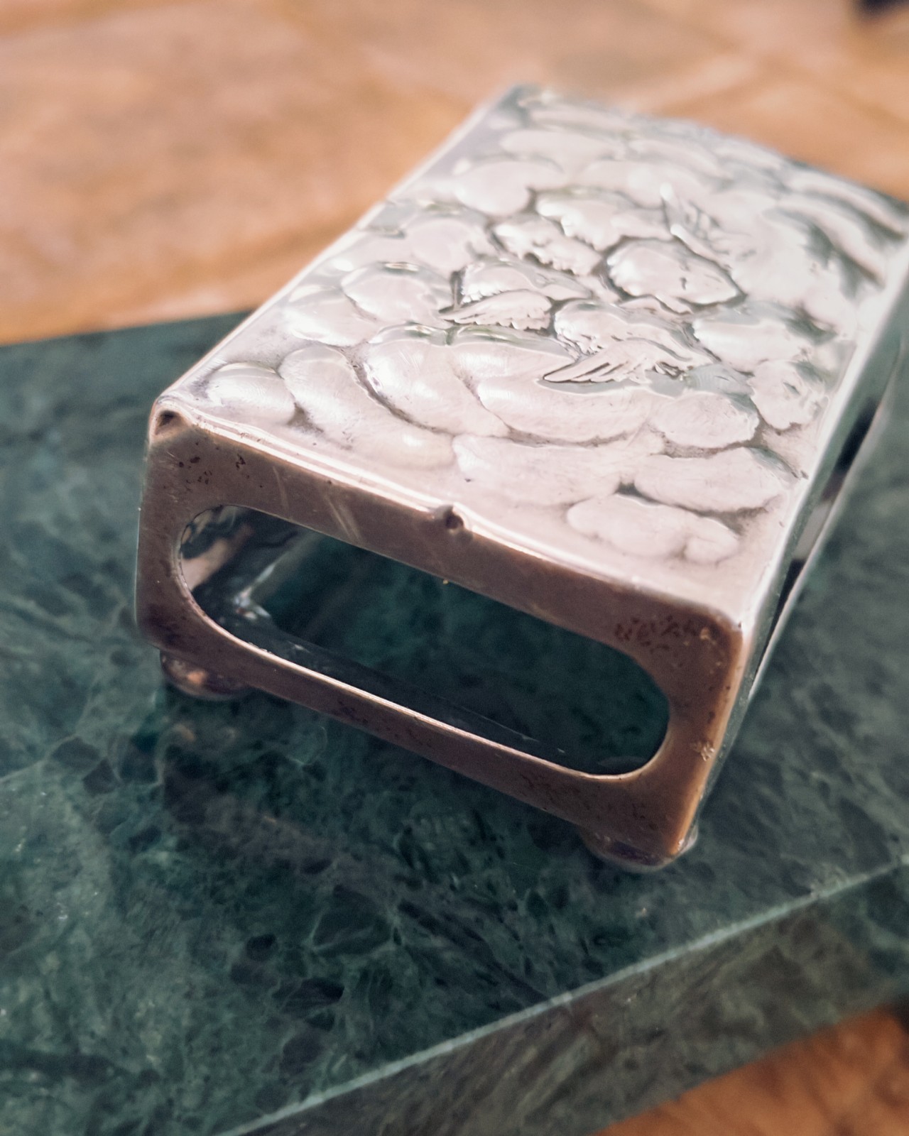 Solid Silver Matchbox Cover Cherubs 1902 Edwardian by Levi & Salaman 1902