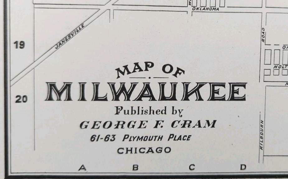 Vintage 1901 MILWAUKEE WISCONSIN Map 14″x22″ Old Antique Original BAY VIEW
