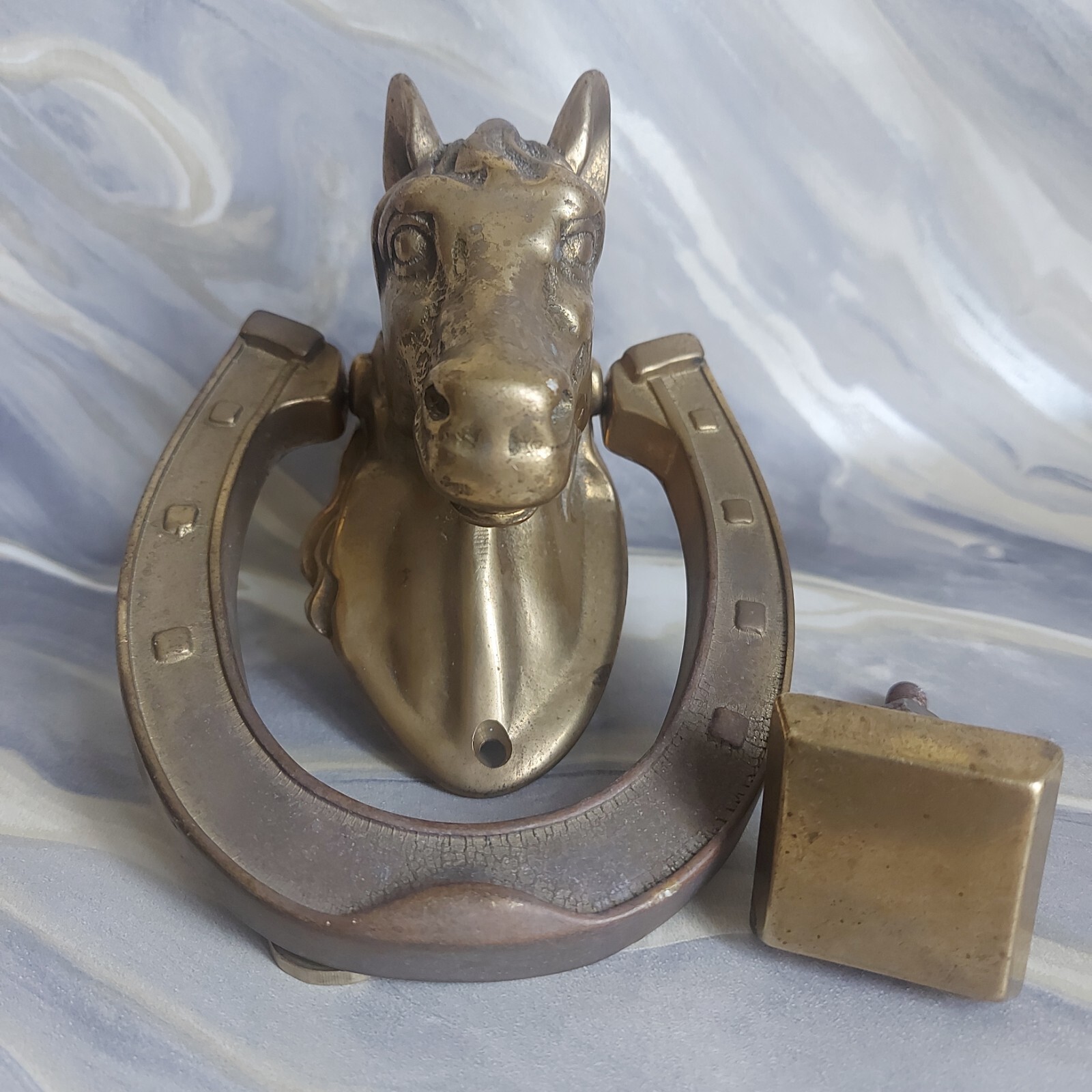 VINTAGE RECLAIMED SOLID BRASS HORSE HEAD X LARGE DOOR KNOCKER HEAVY OVER 1 KILO