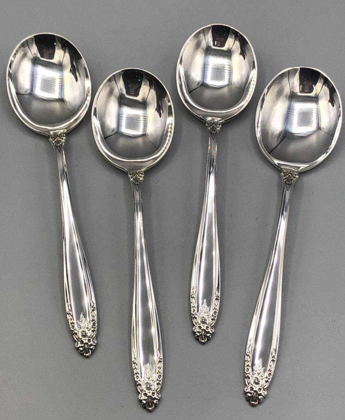 Prelude by International Sterling Silver set of 4 Cream / Round Soup Spoon 6.5″
