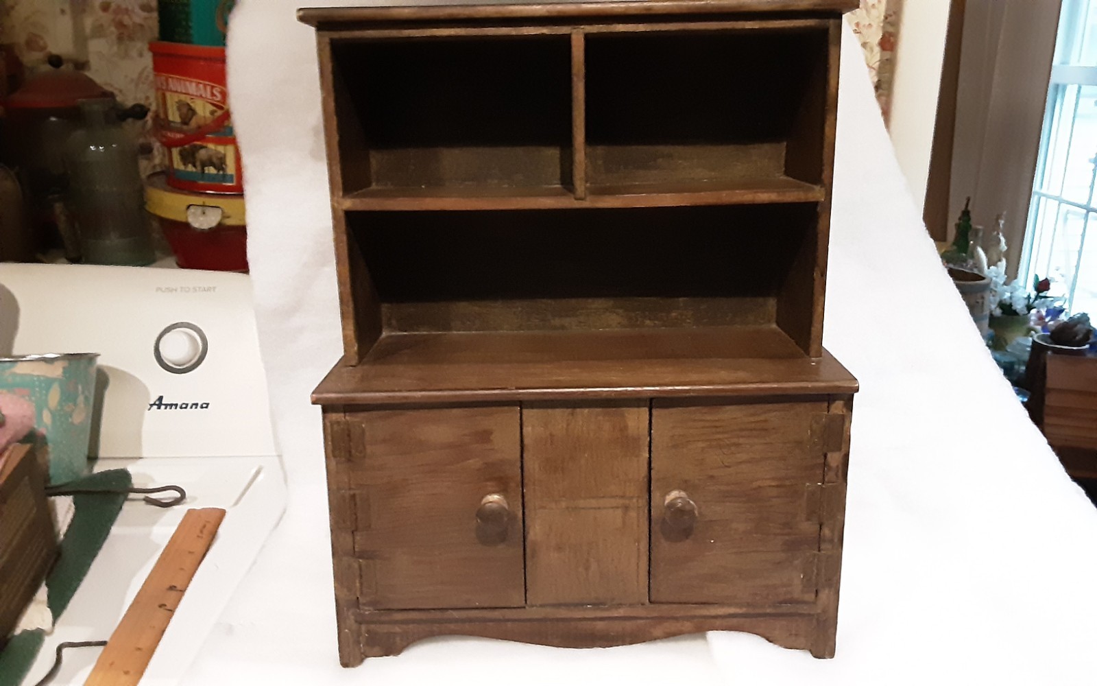 Primitive Rustic Miniature Childs Stepback Cupboard.Good Condition