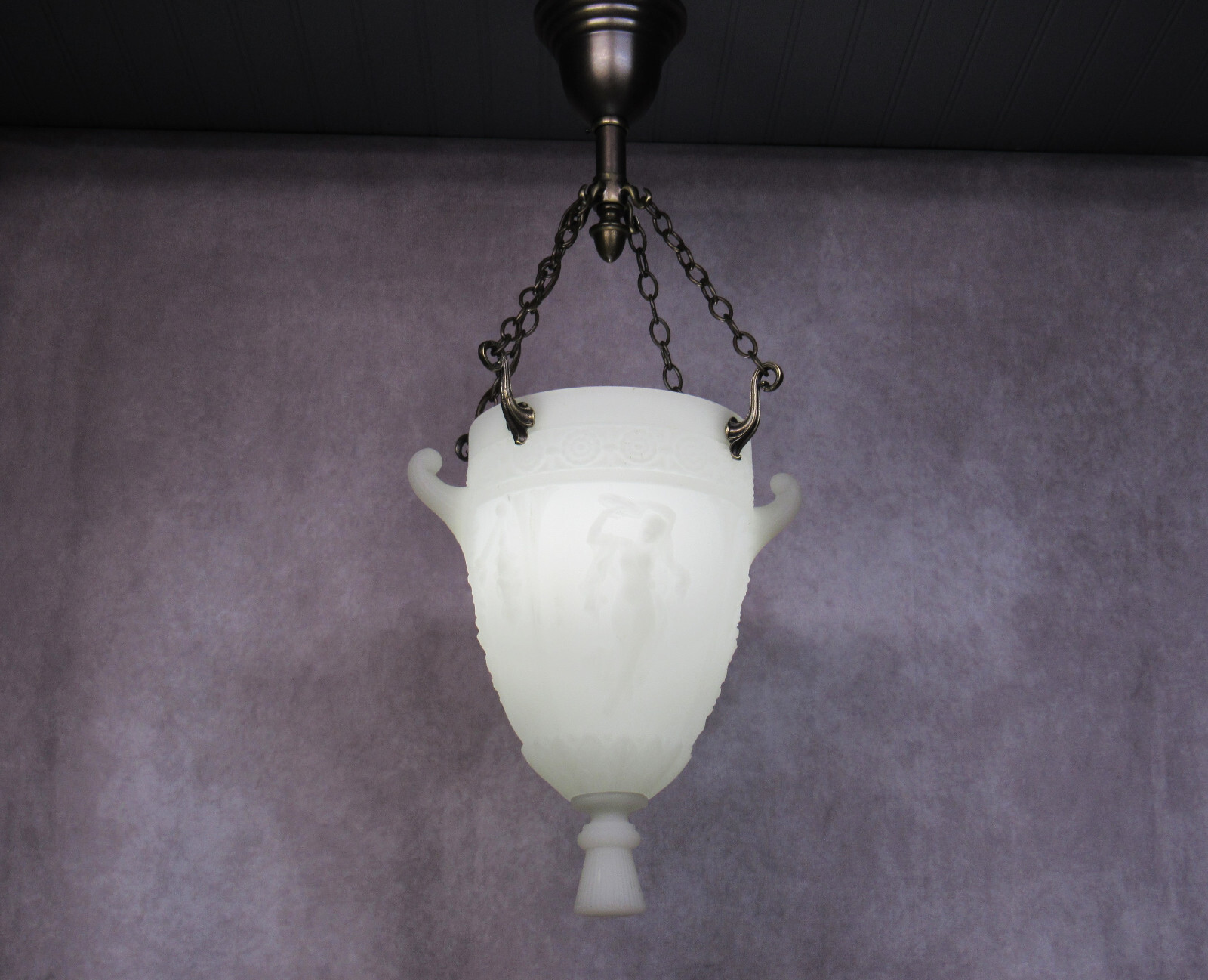 Vintage Antique 1917 Cast Bowl Light Fixture Restored 26 1/2″ Long